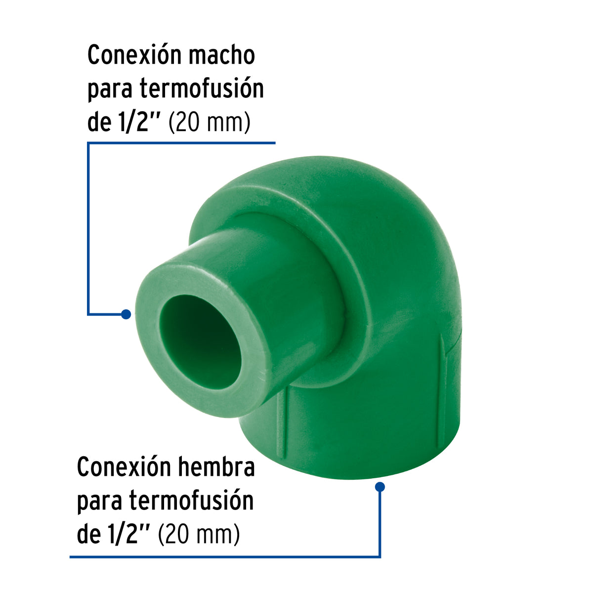 Codo 90° PPR, 1/2', macho-hembra, Foset