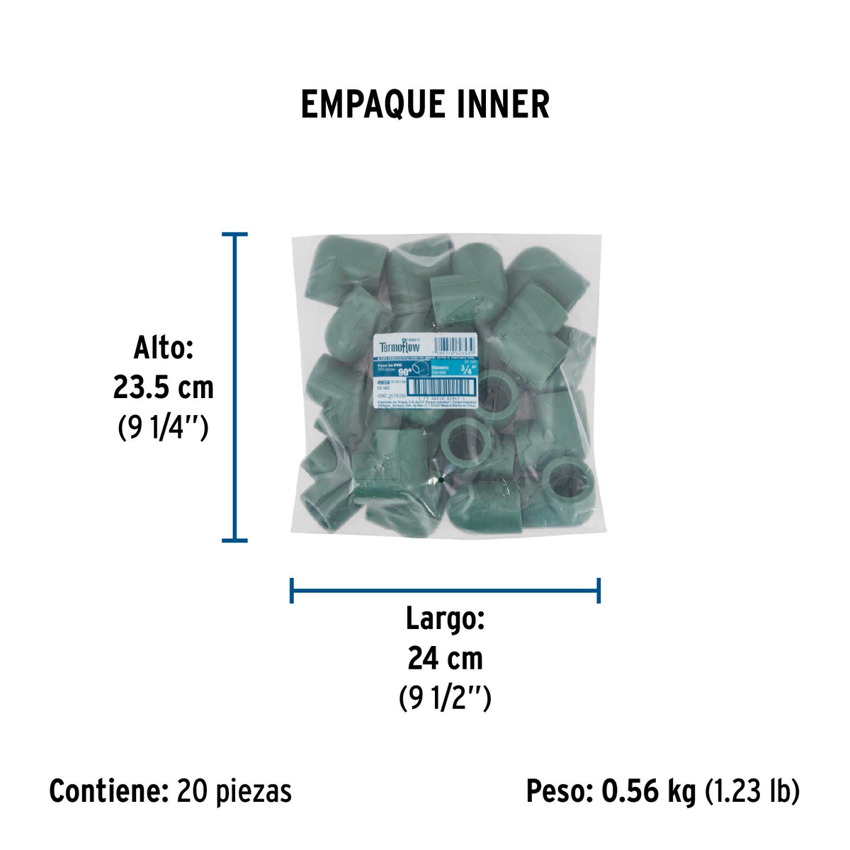 Codo 90° de PPR, 3/4", 25mm