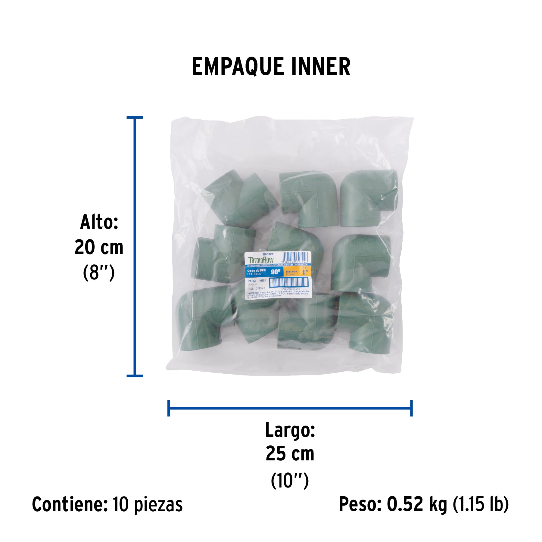 Codo 90° de PPR, 1", 32mm