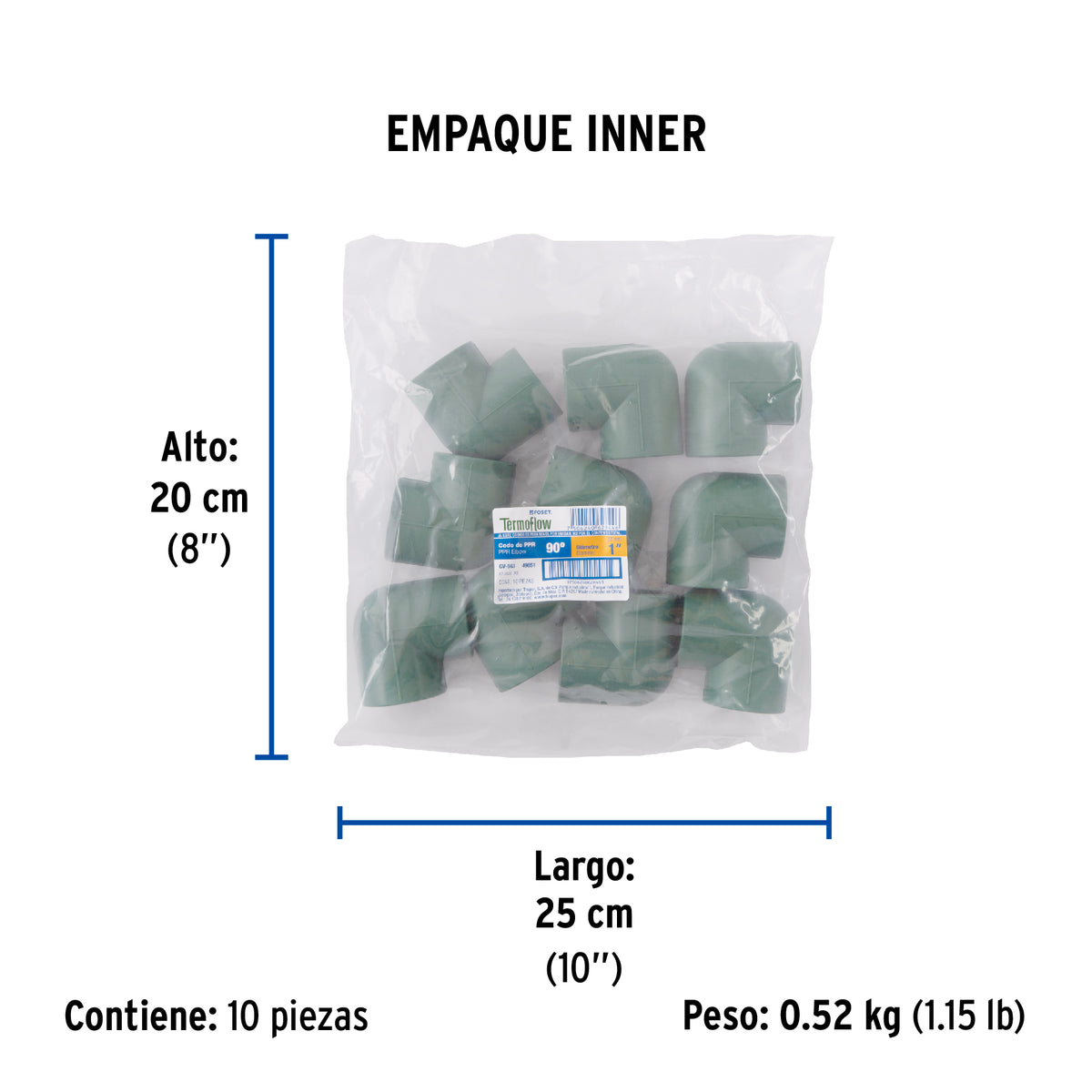 Codo 90° de PPR, 1", 32mm