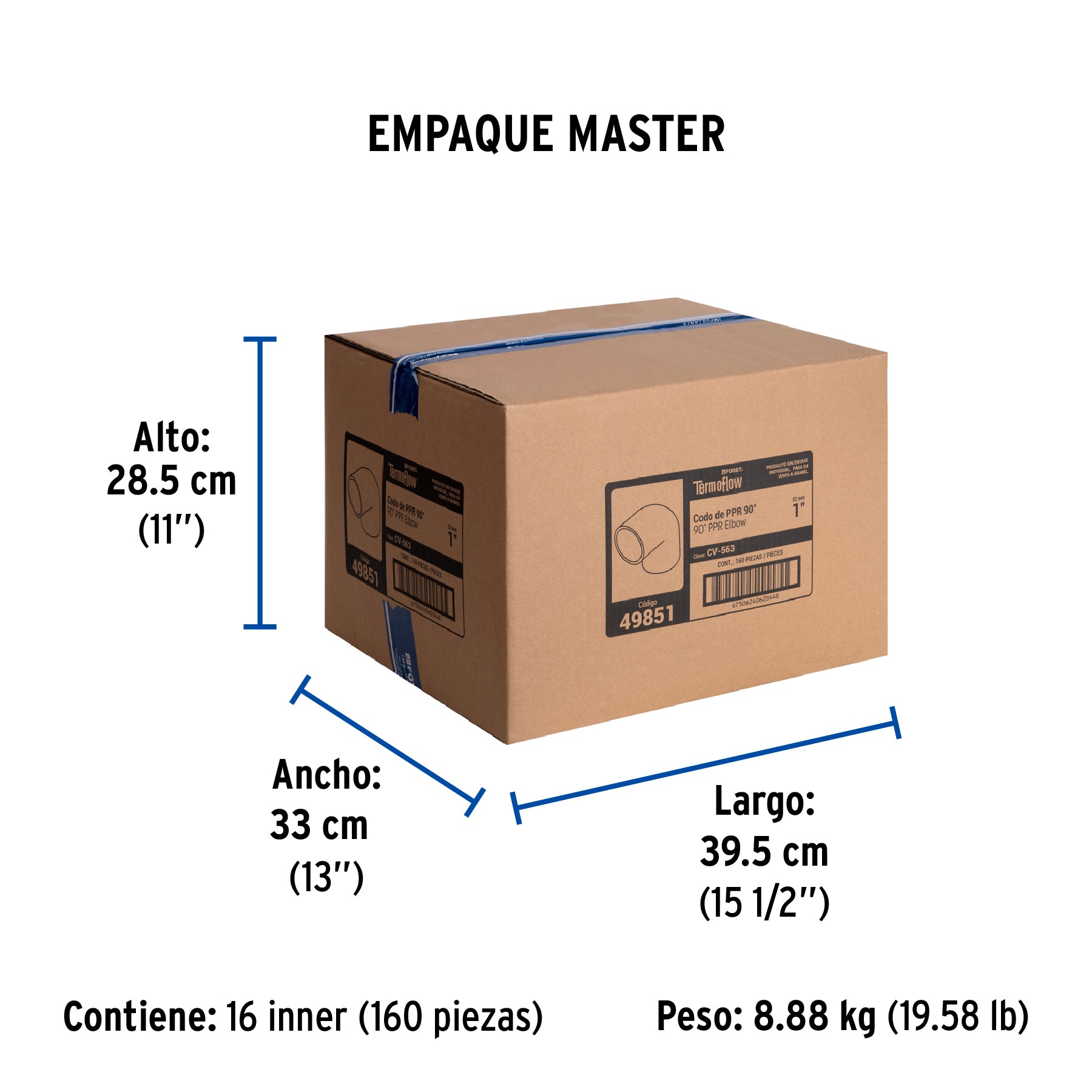 Codo 90° de PPR, 1", 32mm