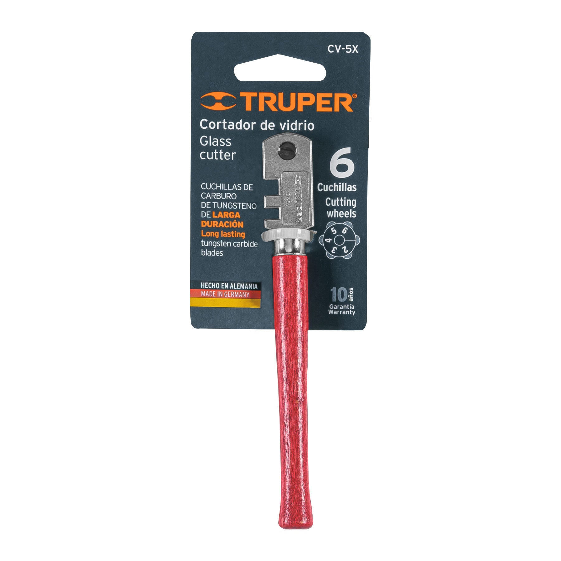 Cortador de vidrio, 5", cabeza con 6 cuchillas