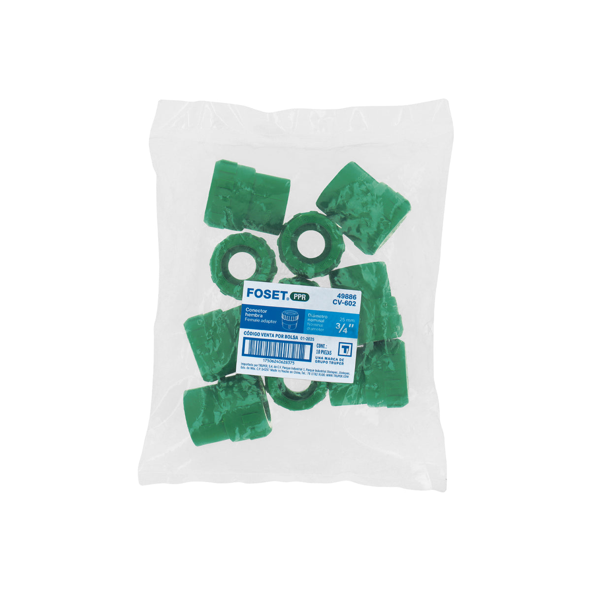 Conector de PPR, 3/4", 25mm, hembra