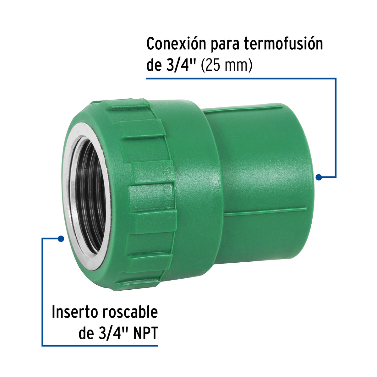 Conector de PPR, 3/4", 25mm, hembra