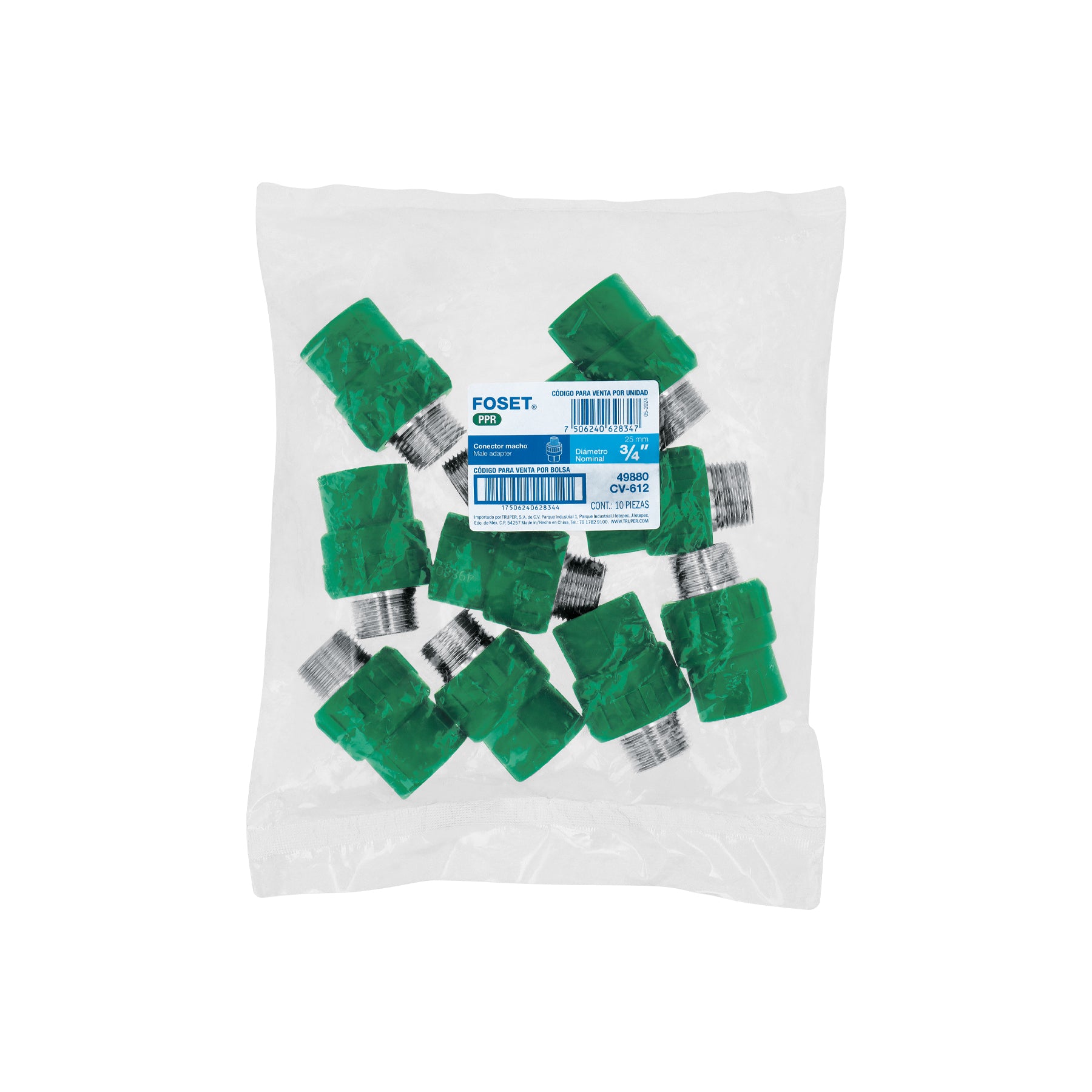 Conector de PPR, 3/4", 25mm, macho