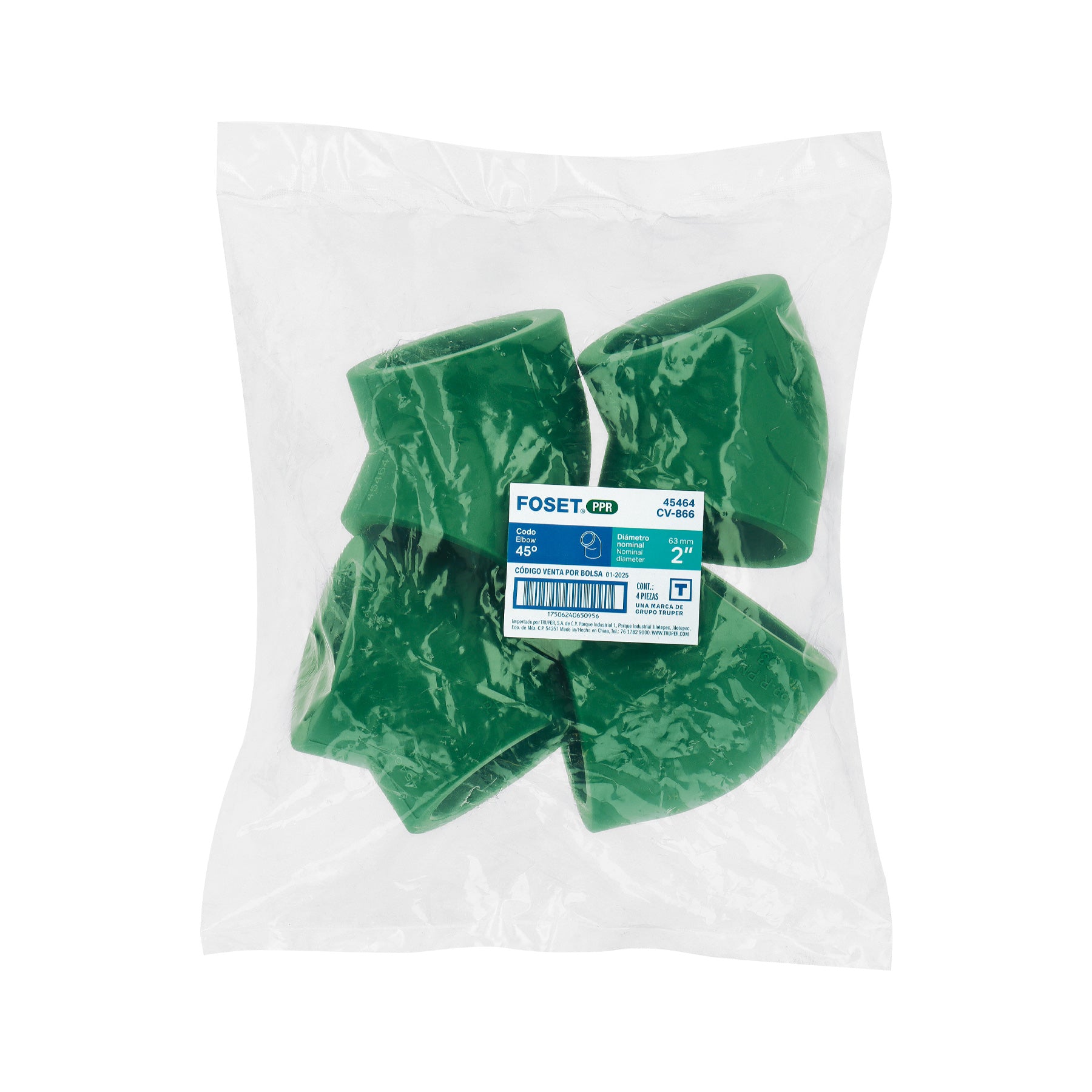 Codo 45° de PPR, 2", 63mm