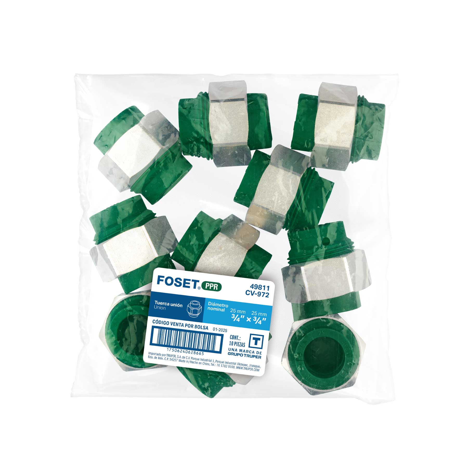 Tuerca unión de PPR, 3/4"x3/4", 25x25mm