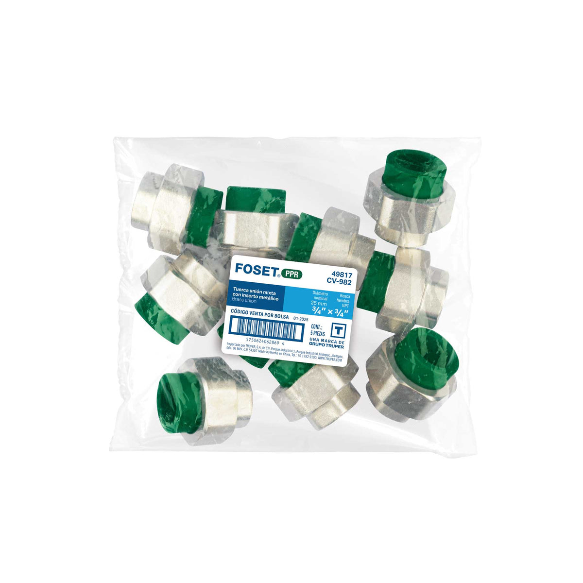 Tuerca unión mixta de PPR, 25mmx3/4"