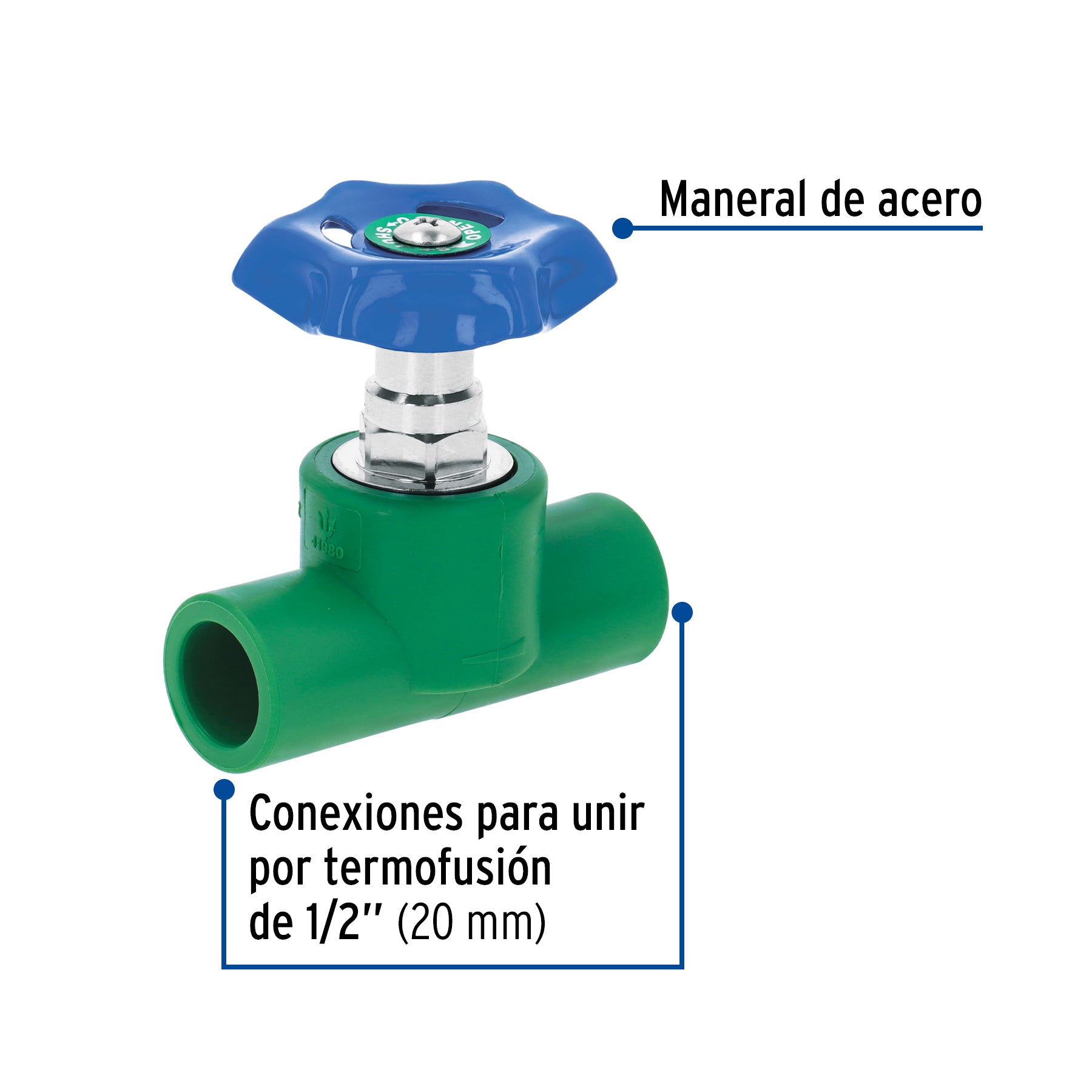 Válvula de globo, PPR, 1/2"