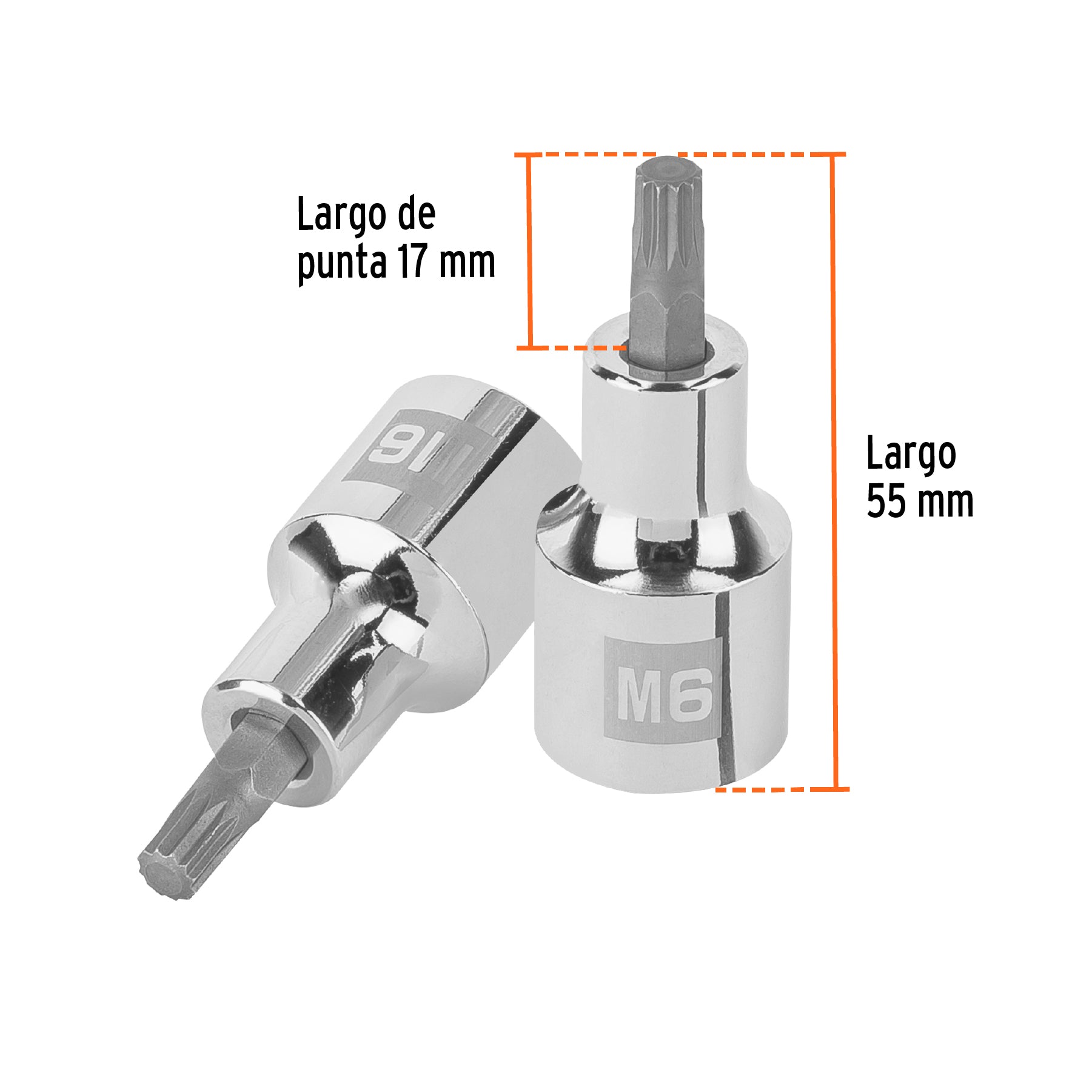 Dado punta corta bristol M6x55mm, cuadro 1/2'