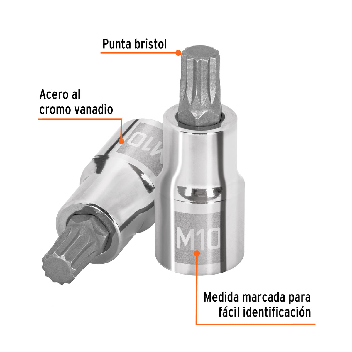 Dado punta corta bristol M10x55mm, cuadro 1/2'