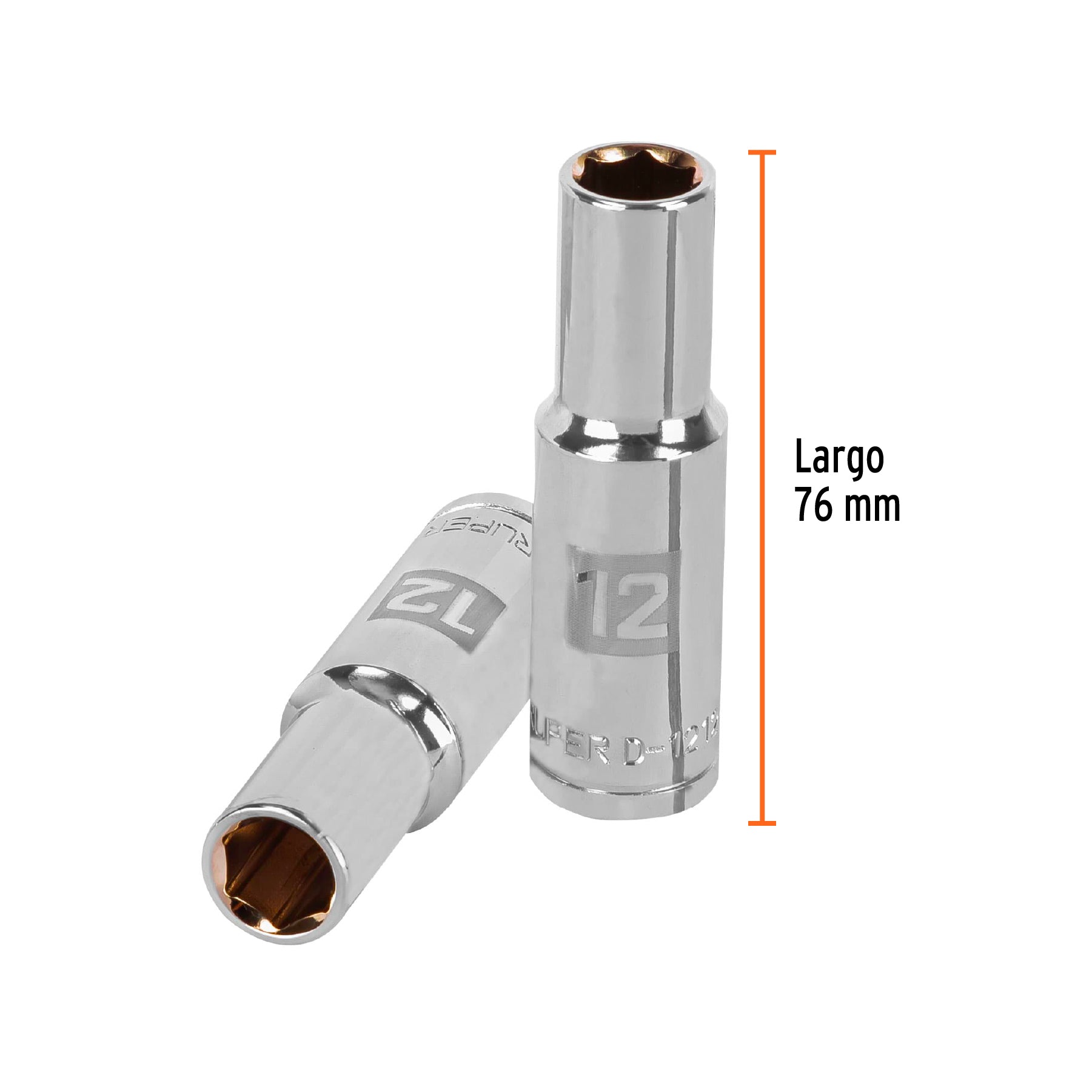 Dado de 6 puntas, largo, cuadro 1/2" de 3/8"