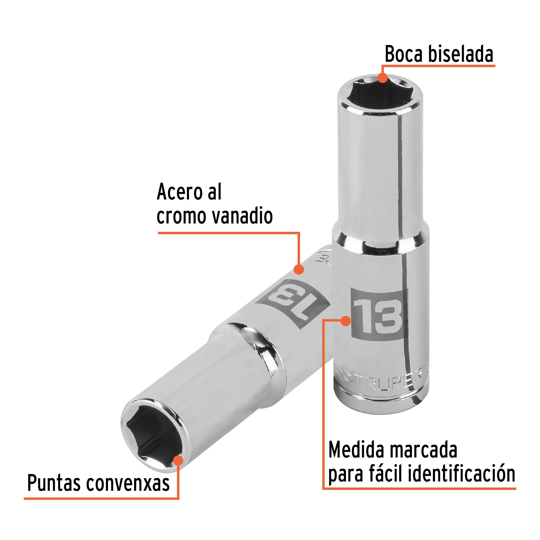 Dado de 6 puntas, cuadro 1/2" de 13mm..
