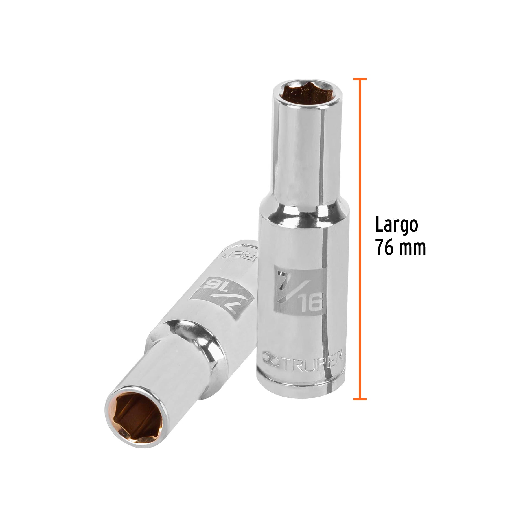 Dado de 6 puntas, largo, cuadro 1/2" de 7/16"