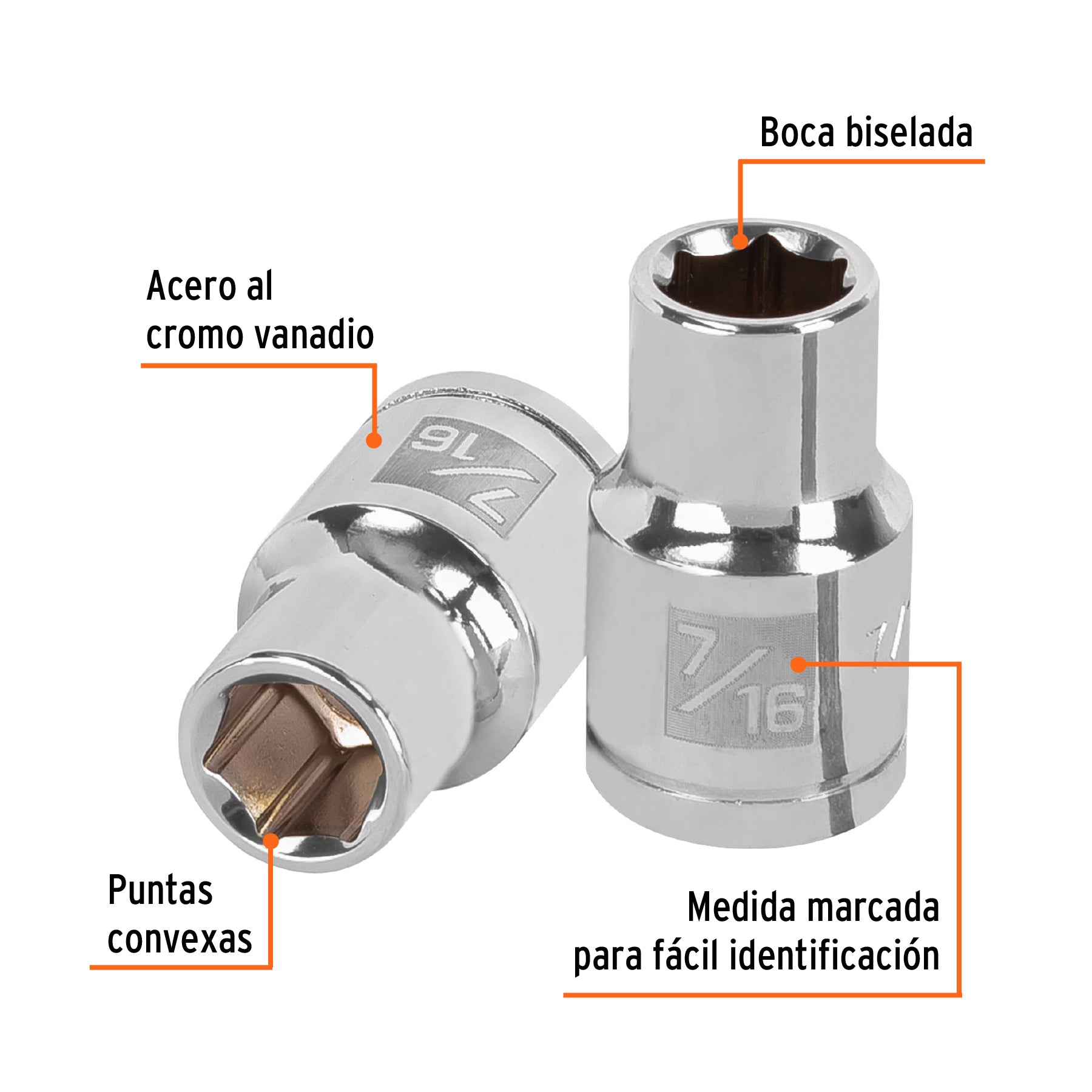 Dado de 6 puntas, cuadro 1/2" de 7/16"