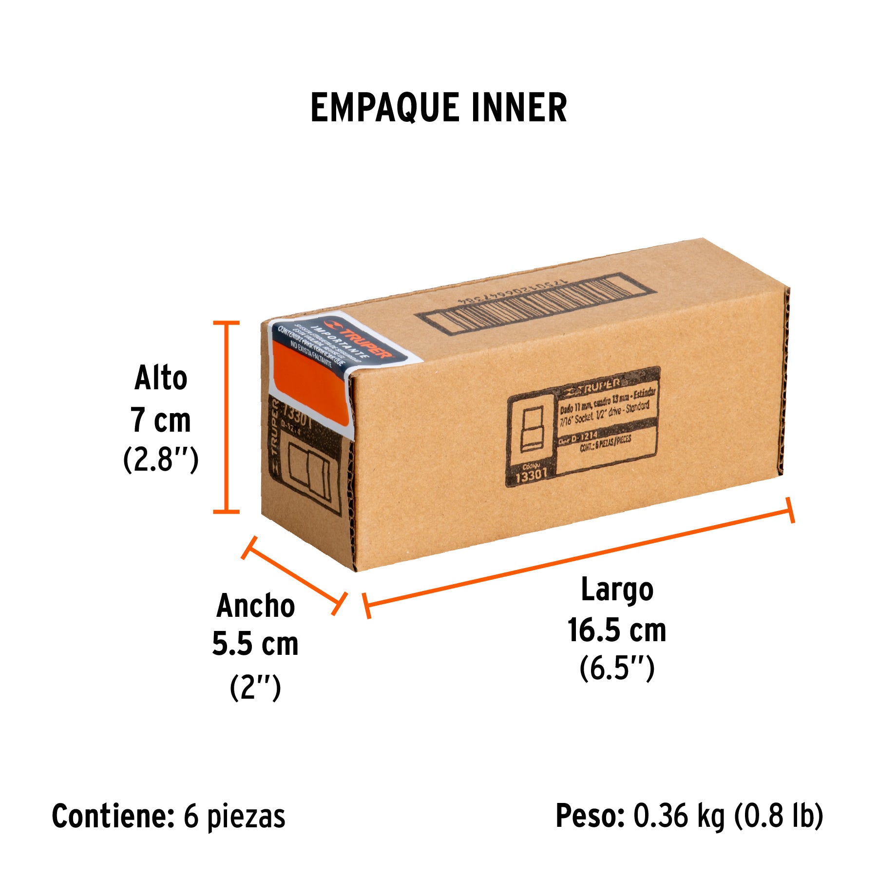 Dado de 12 puntas, cuadro 1/2" de 7/16"