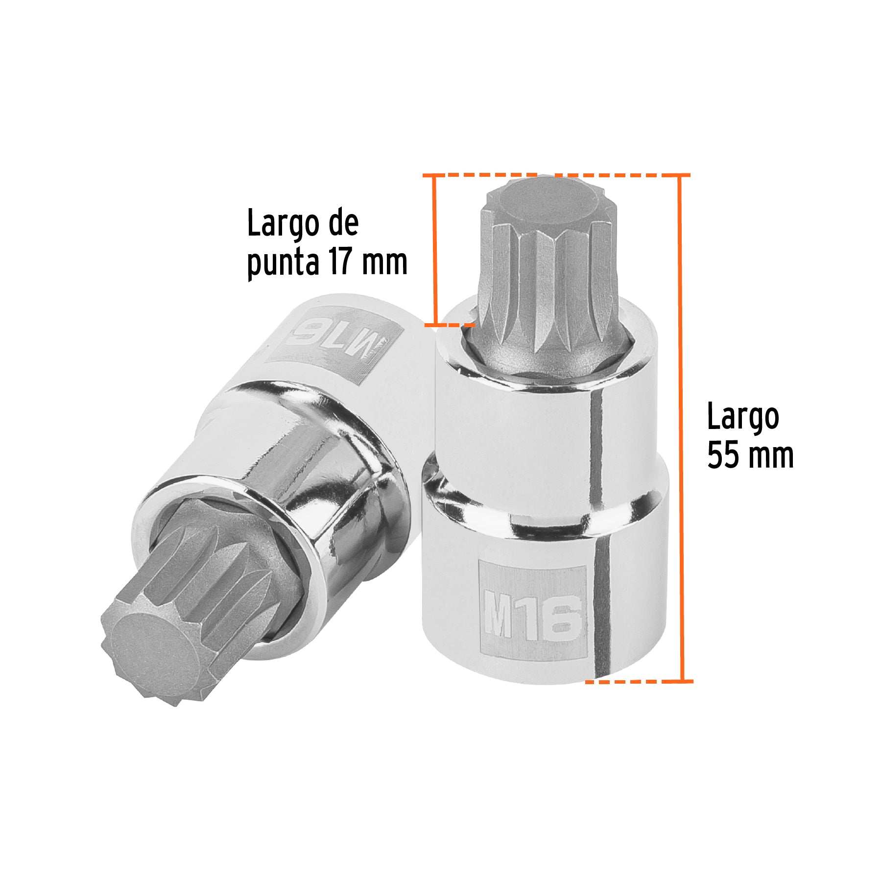 Dado punta corta bristol M16x55mm, cuadro 1/2'