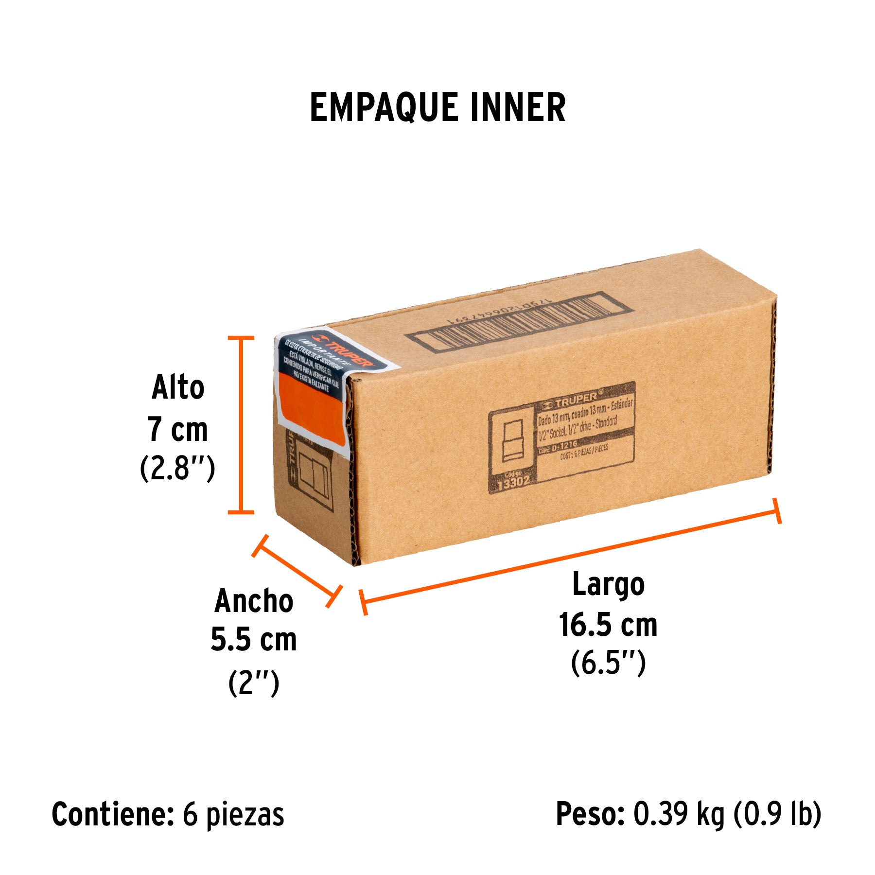 Dado de 12 puntas, cuadro 1/2" de 1/2"