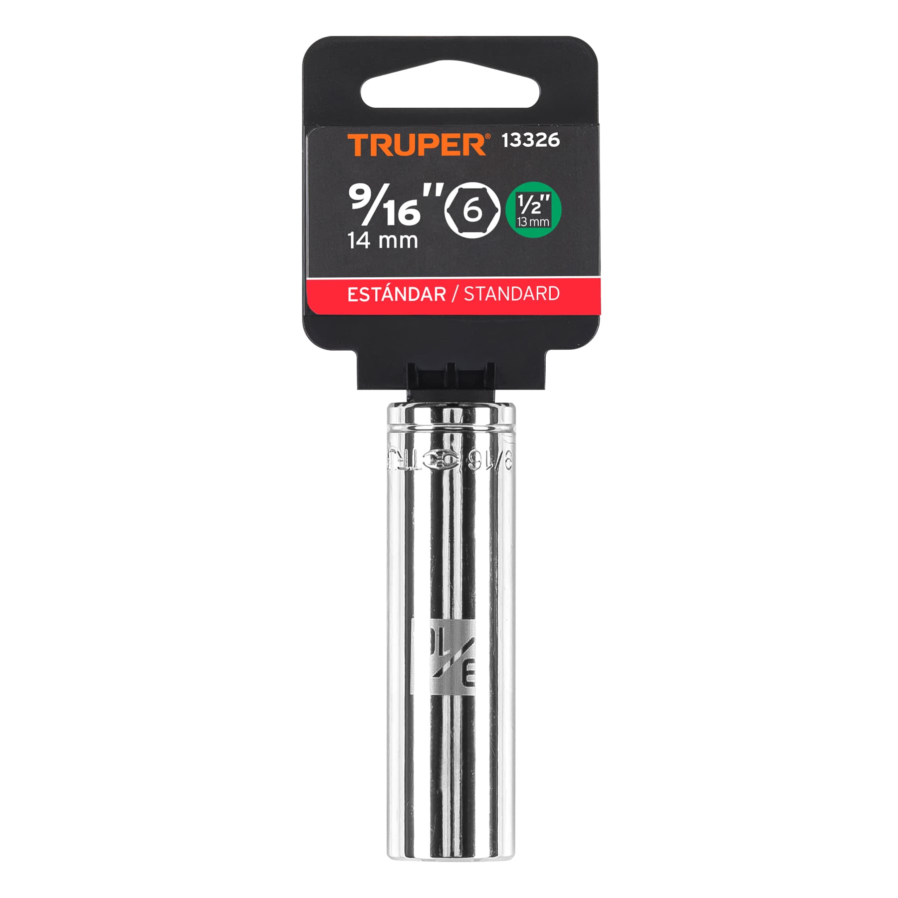 Dado de 6 puntas, largo, cuadro 1/2" de 9/16"