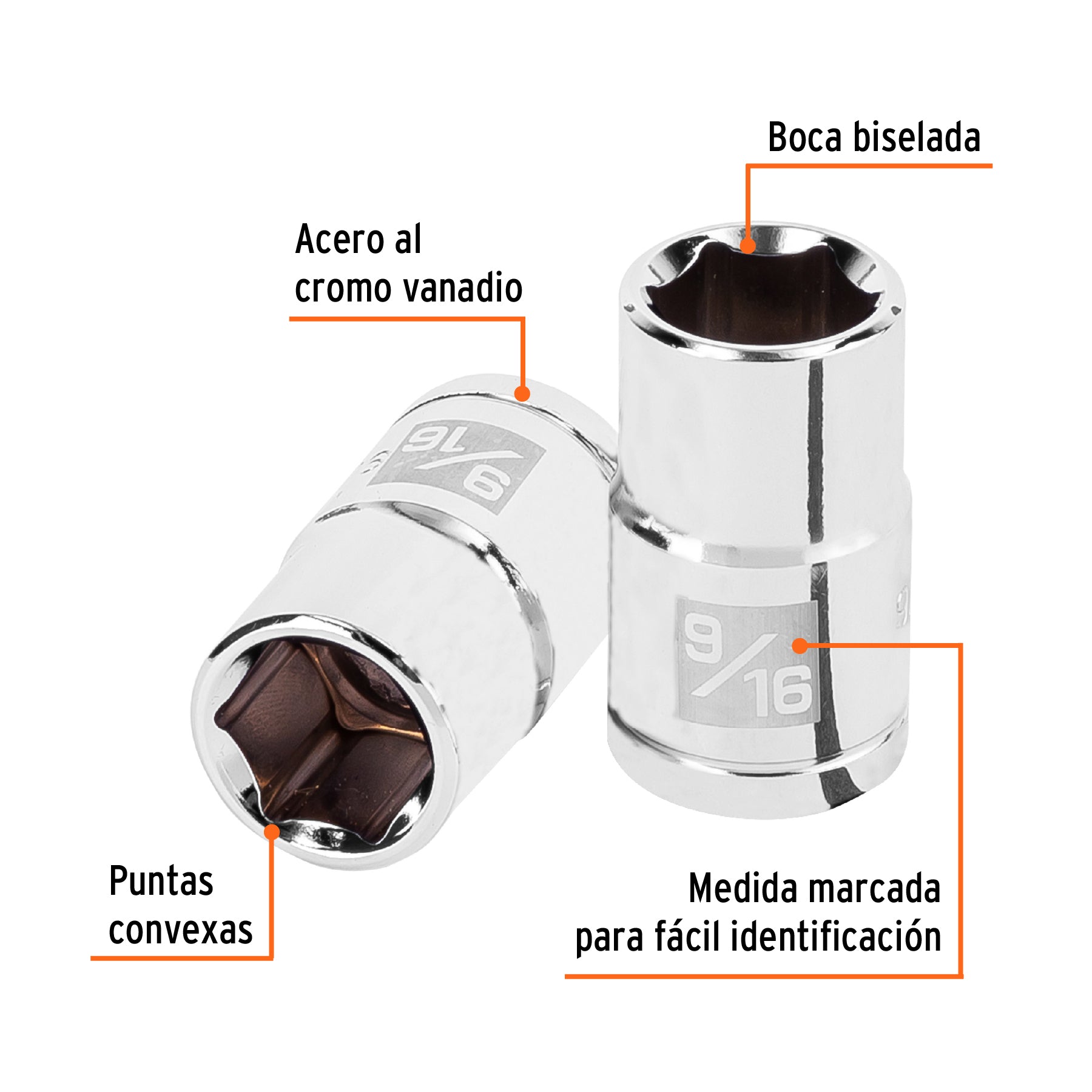 Dado de 6 puntas, cuadro 1/2" de 9/16"