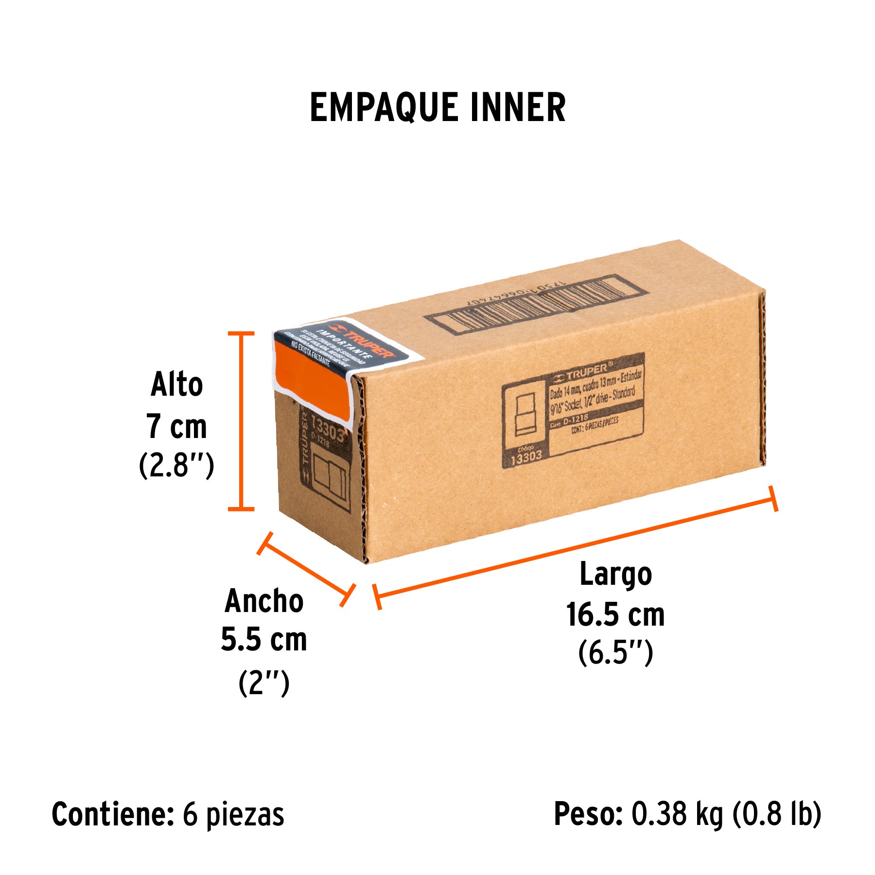 Dado de 12 puntas, cuadro 1/2" de 9/16"