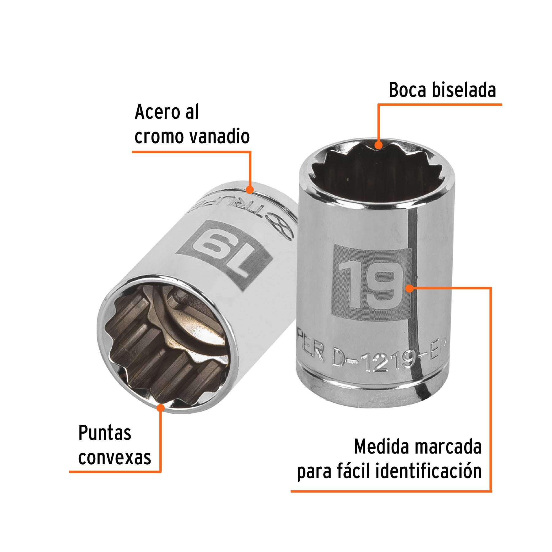 Dado de 12 puntas, cuadro 1/2" de 19mm