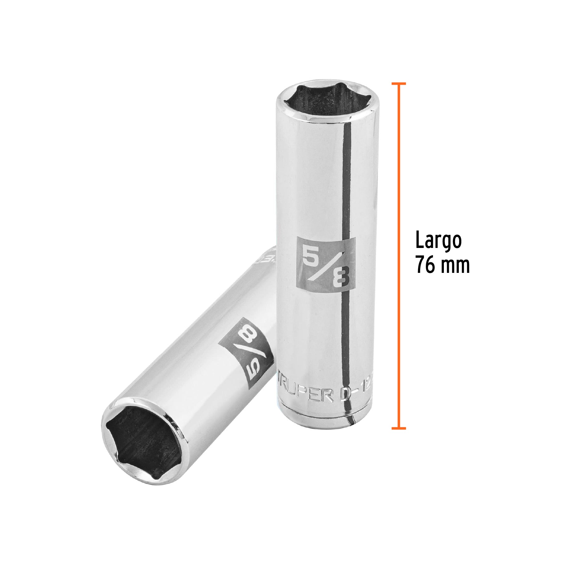 Dado de 6 puntas, largo, cuadro 1/2" de 5/8"