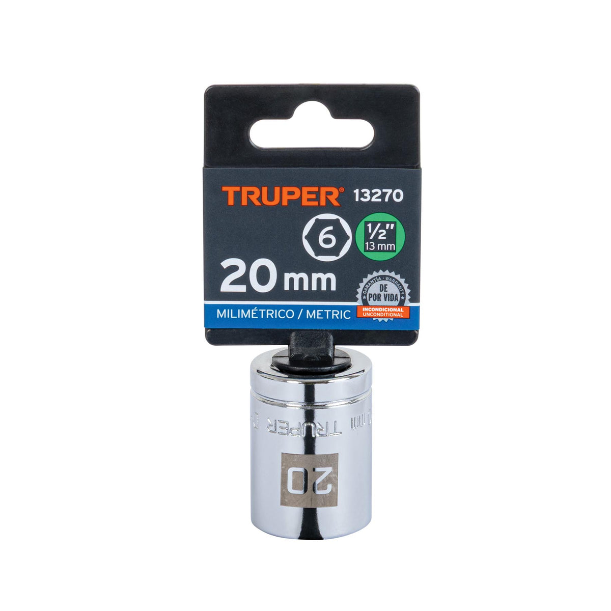Dado de 6 puntas, cuadro 1/2" de 20mm