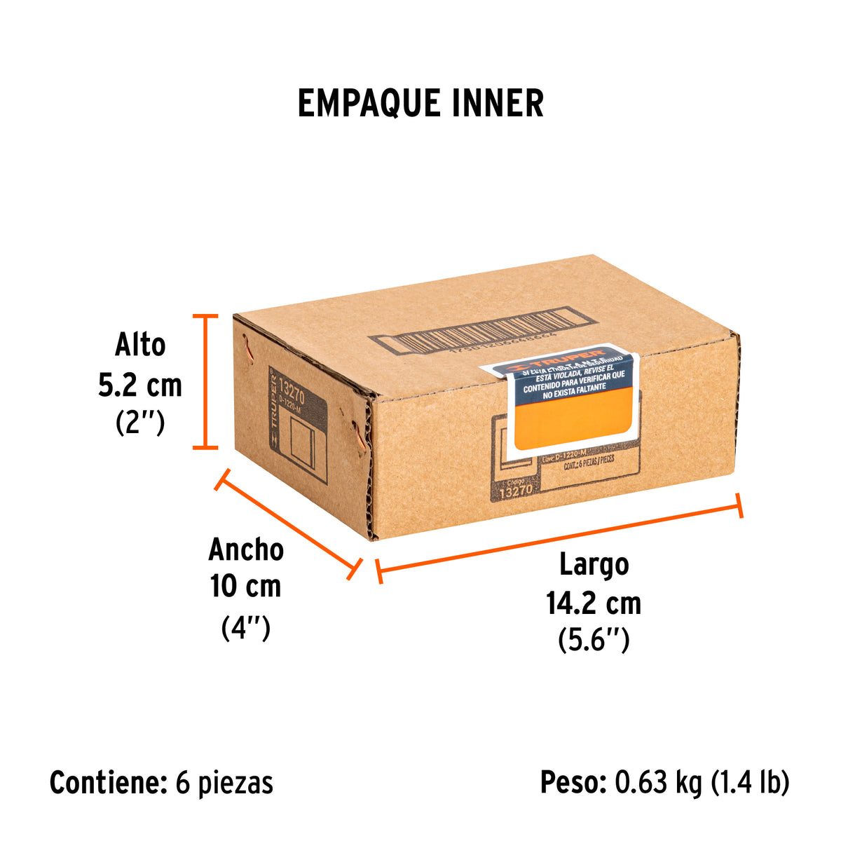 Dado de 6 puntas, cuadro 1/2" de 20mm