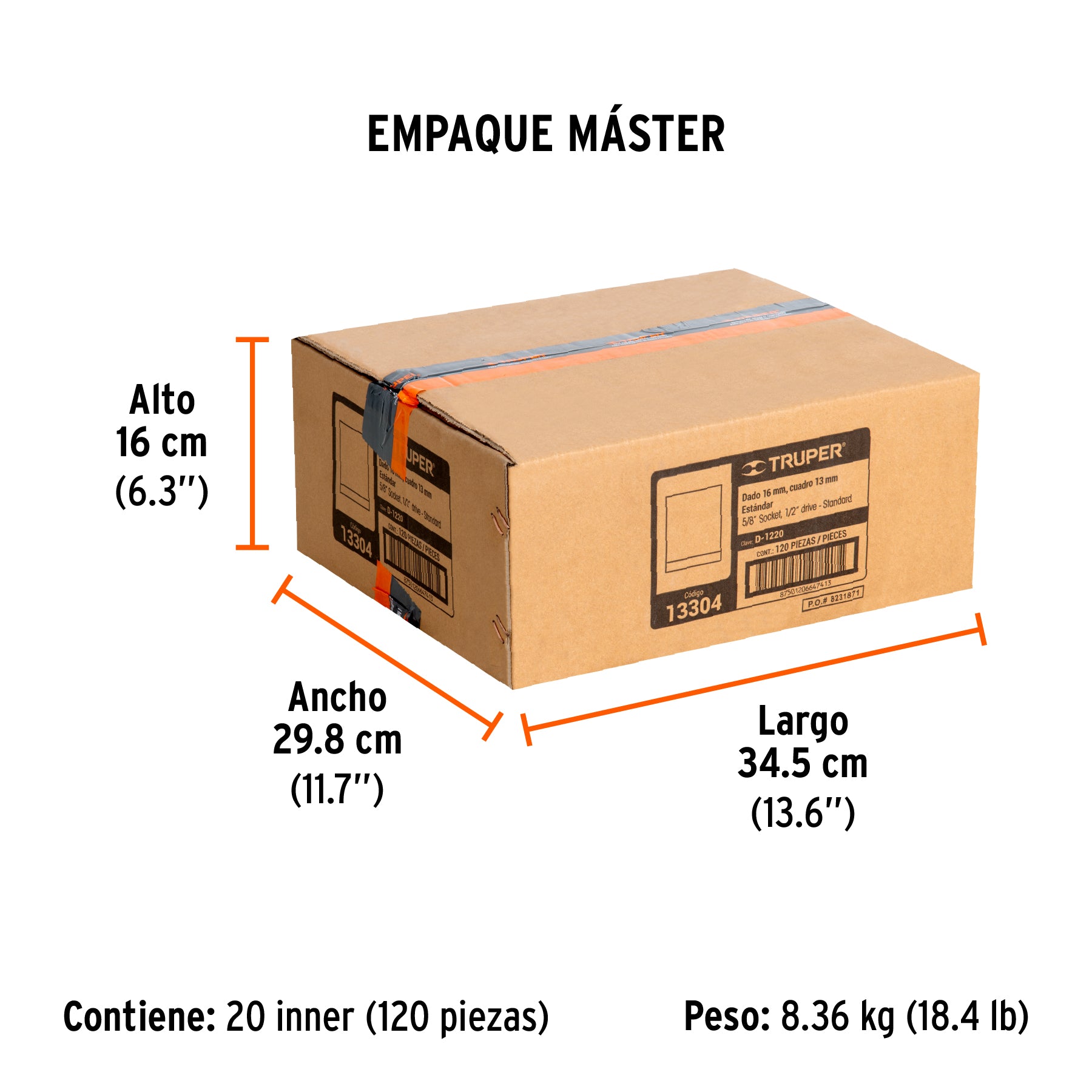 Dado de 12 puntas, cuadro 1/2" de 5/8"