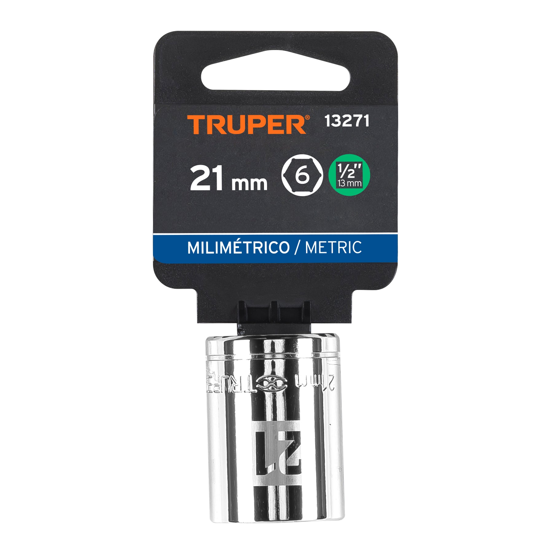 Dado de 6 puntas, cuadro 1/2" de 21mm