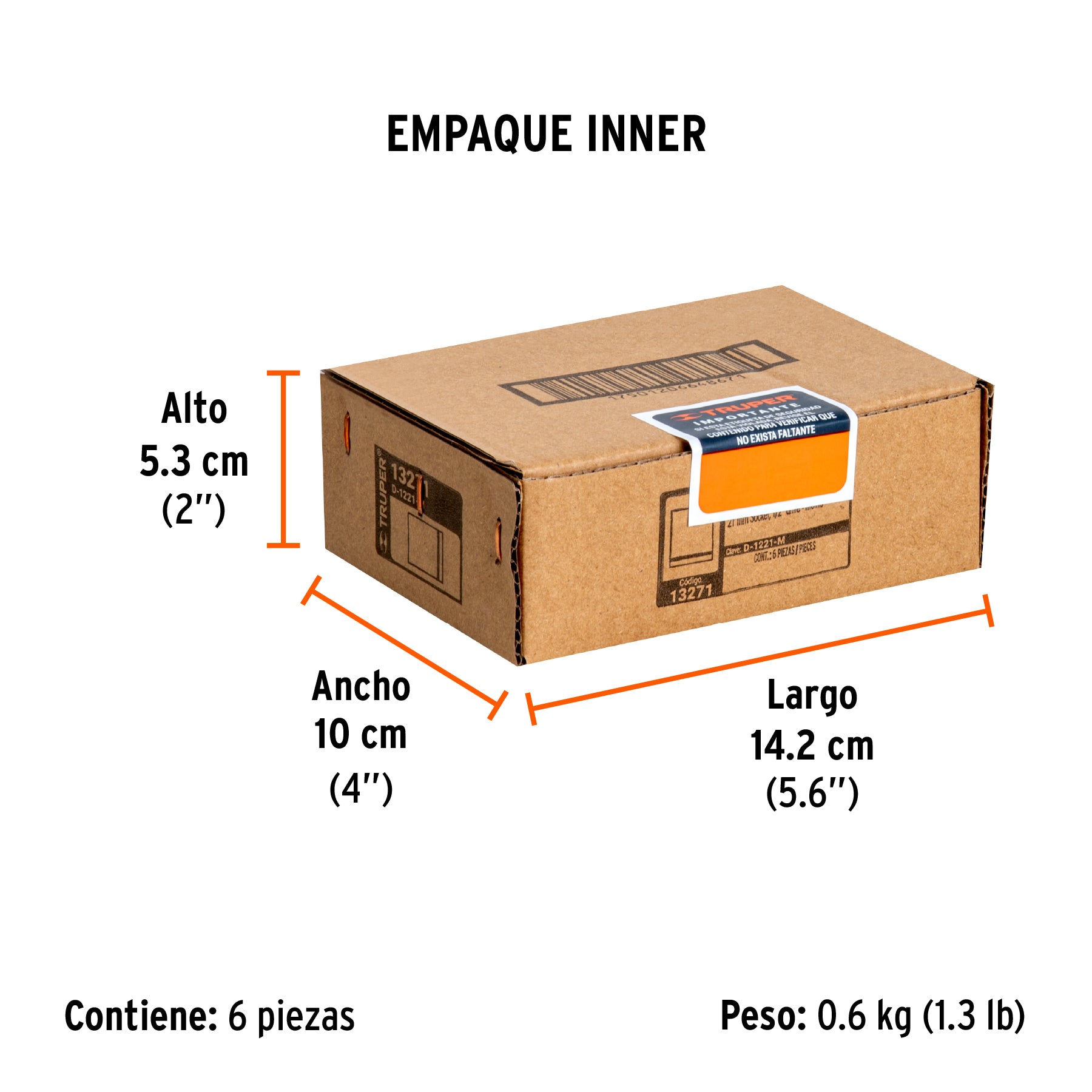 Dado de 6 puntas, cuadro 1/2" de 21mm