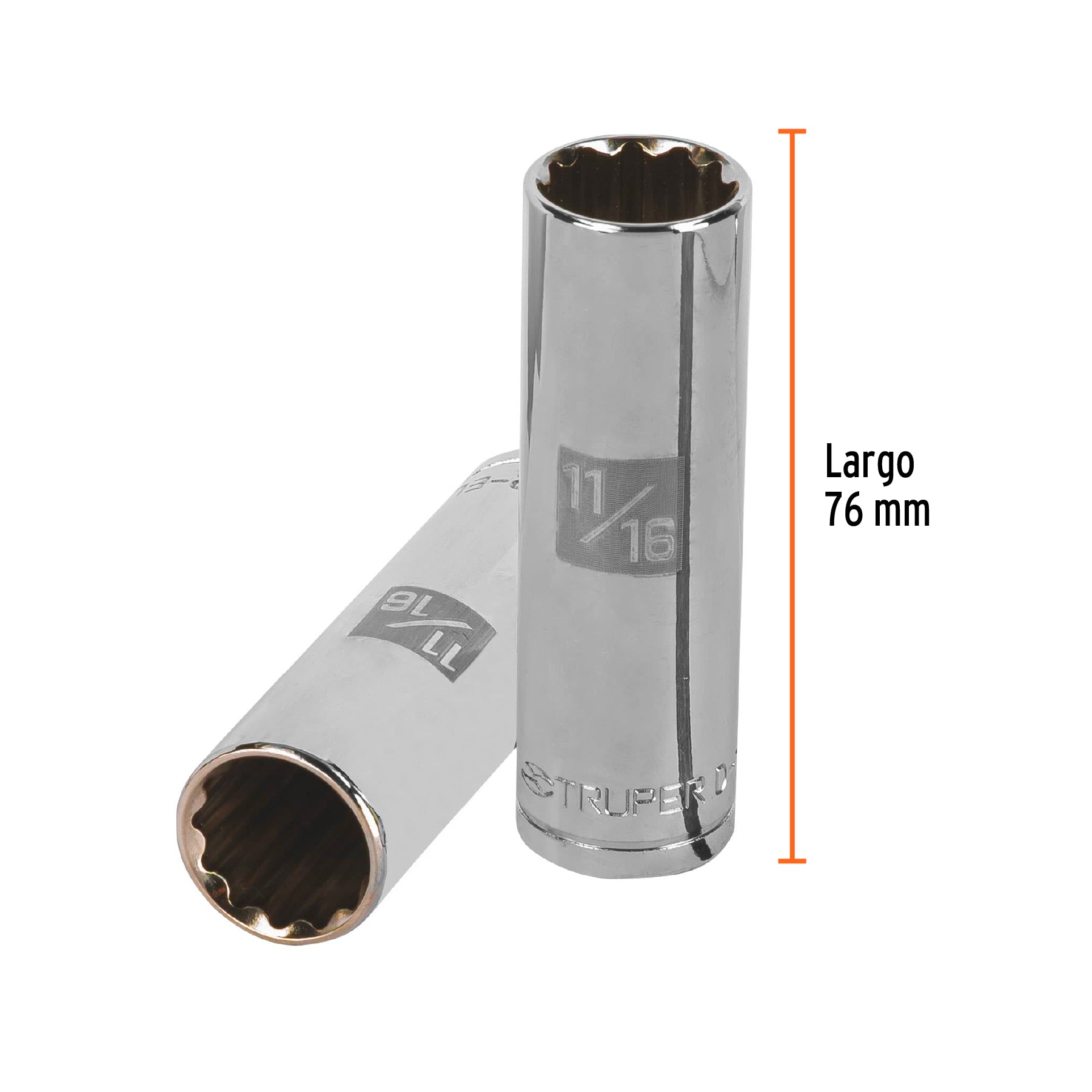 Dado de 12 puntas, largo, cuadro 1/2" de 11/16"