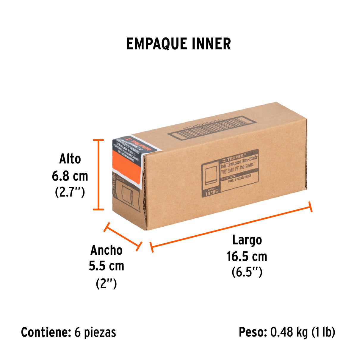 Dado de 12 puntas, cuadro 1/2" de 11/16"