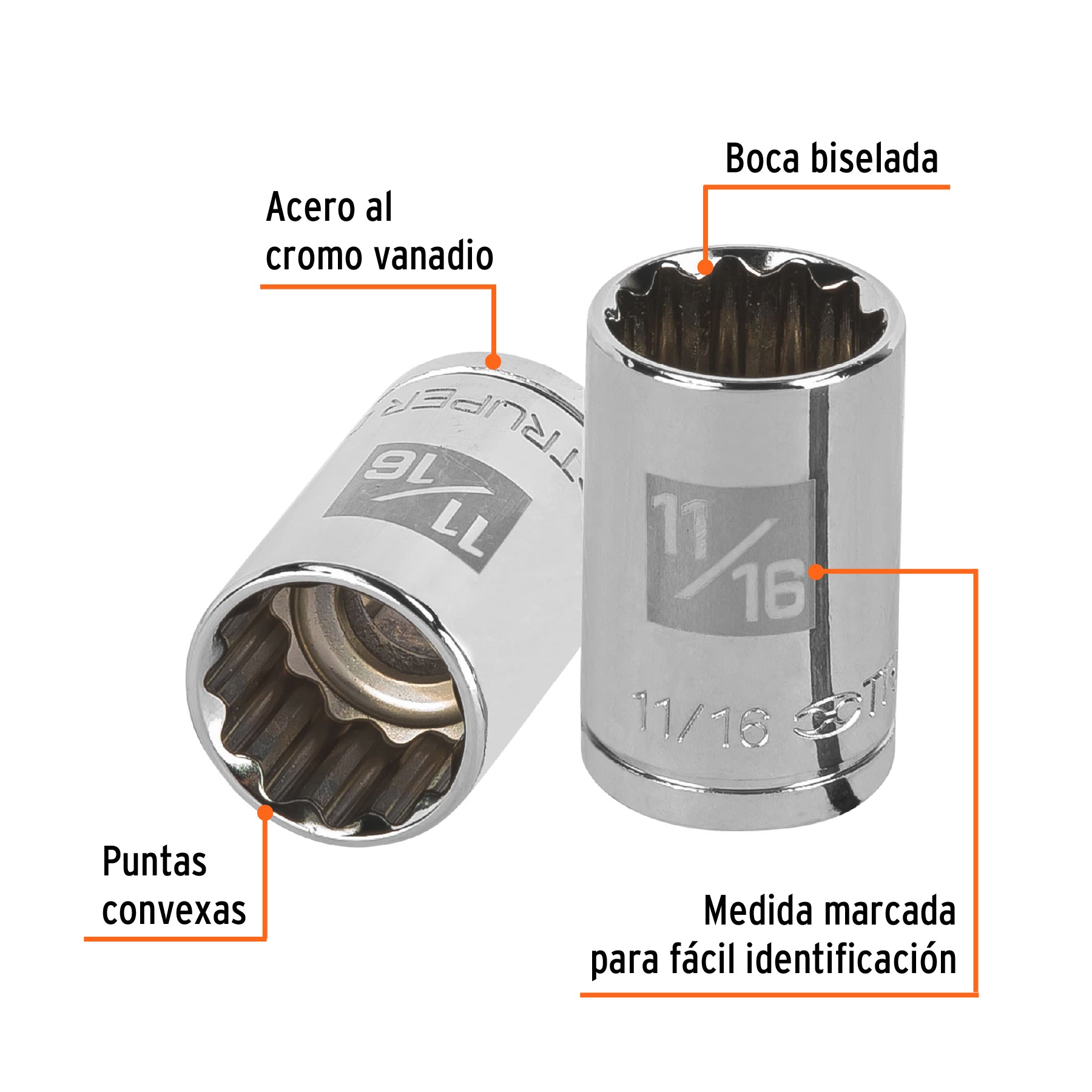 Dado de 12 puntas, cuadro 1/2" de 11/16"