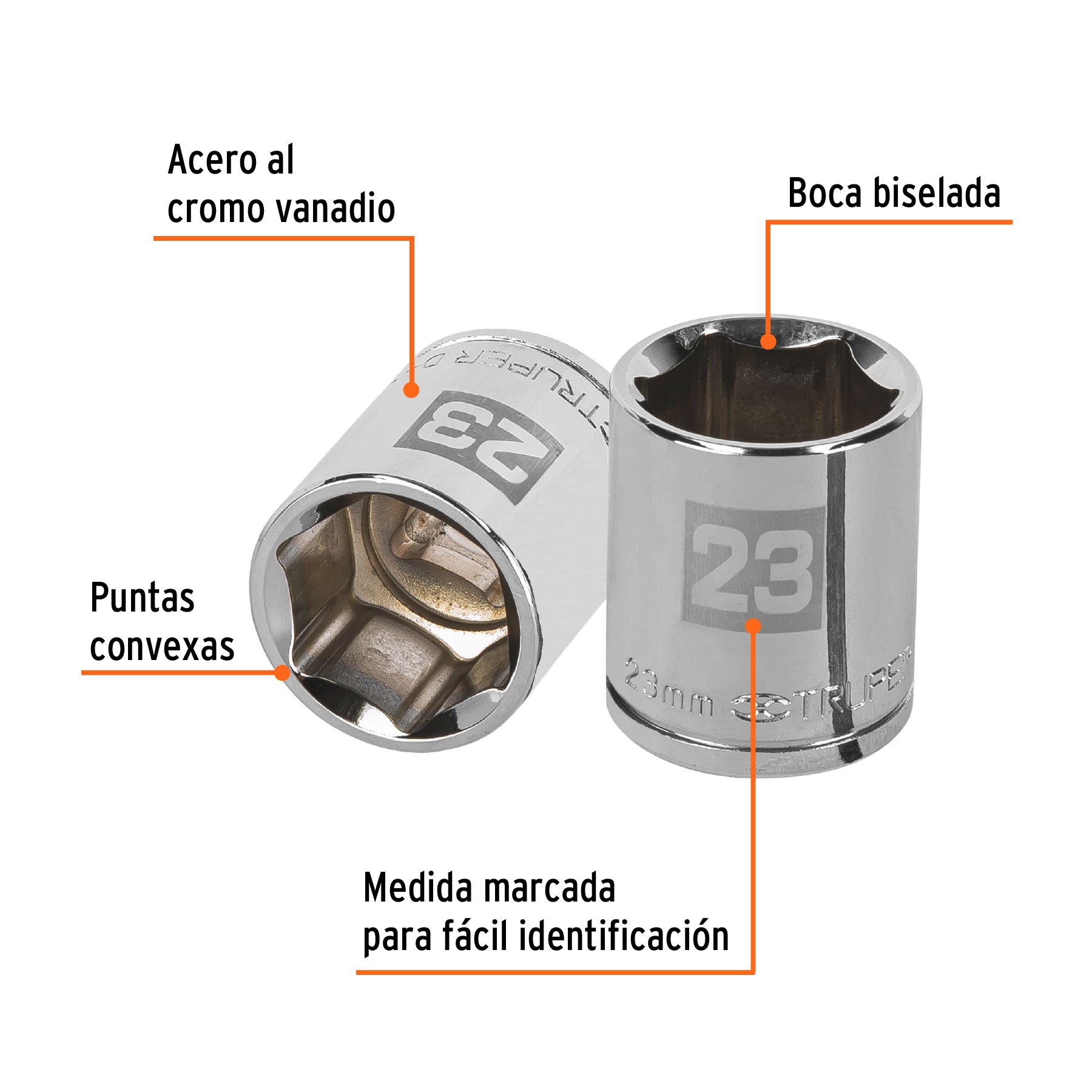 Dado de 6 puntas, cuadro 1/2" de 23mm