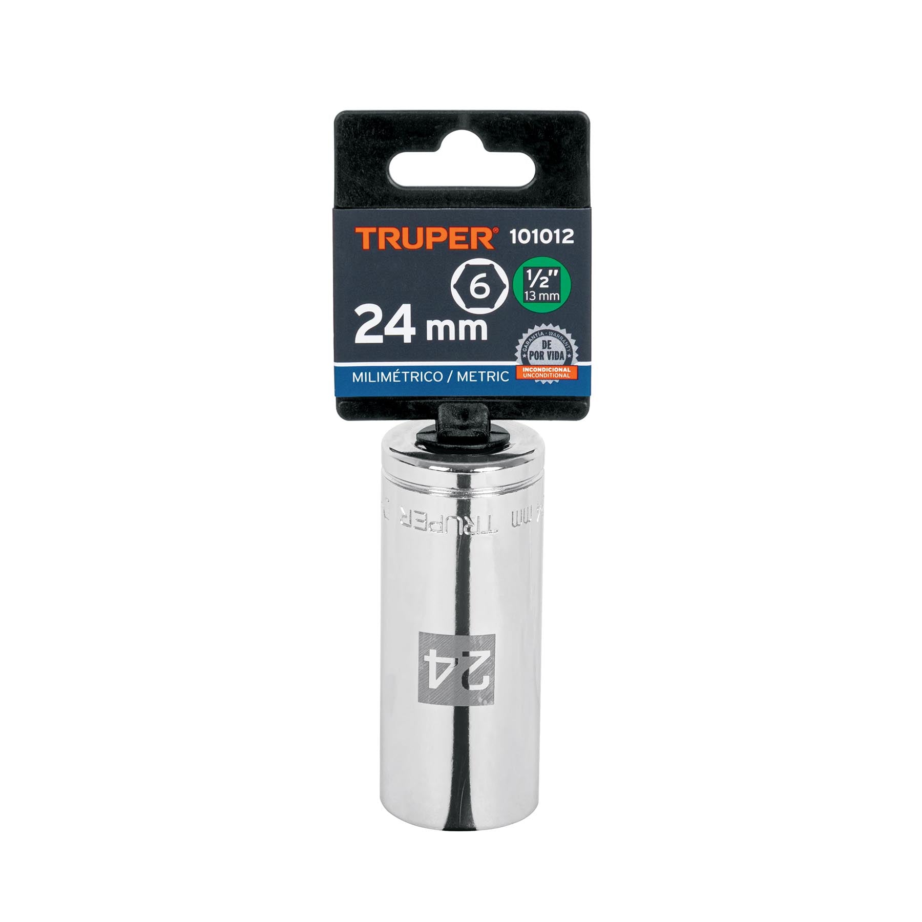Dado largo de 24 mm, 6 puntas, cuadro 1/2', Truper
