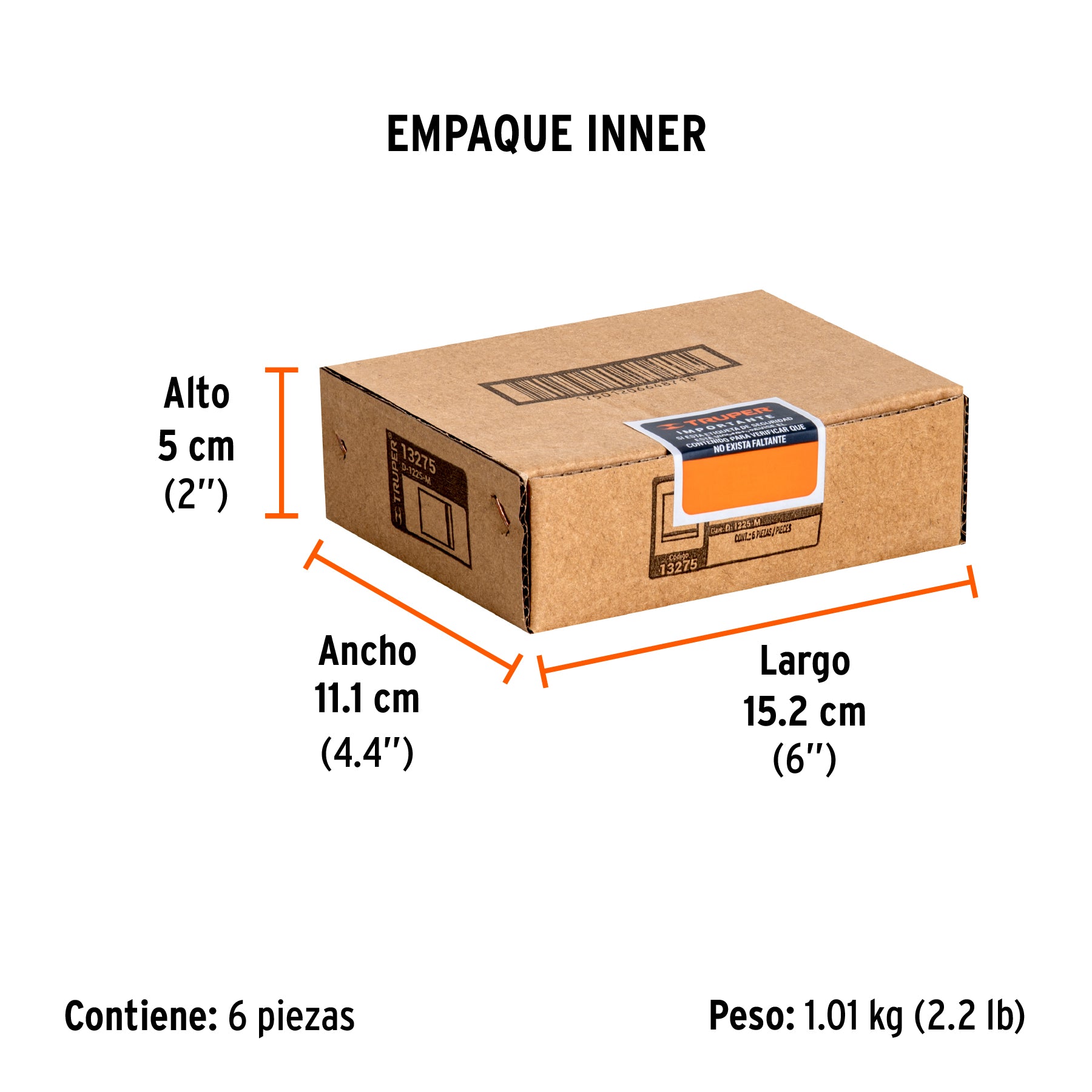 Dado de 6 puntas, cuadro 1/2" de 25mm