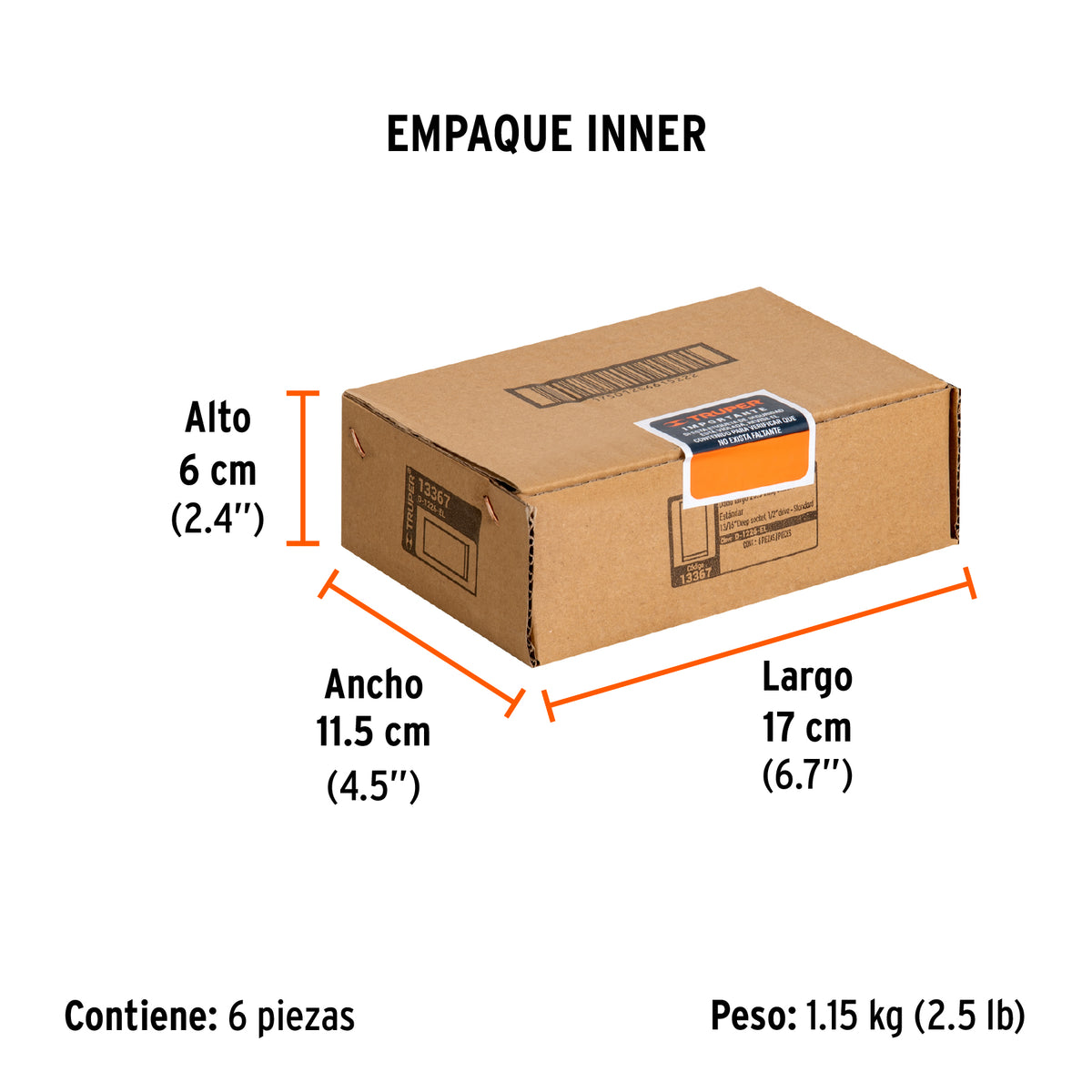 Dado de 12 puntas, largo, cuadro 1/2" de 13/16"