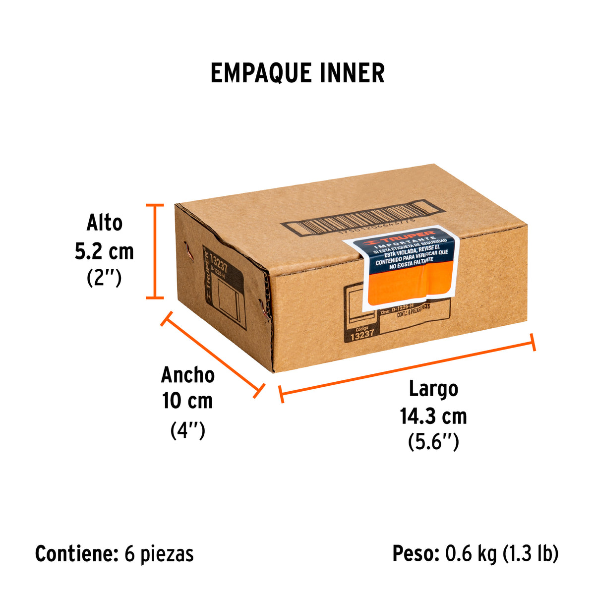 Dado de 6 puntas, cuadro 1/2" de 13/16"