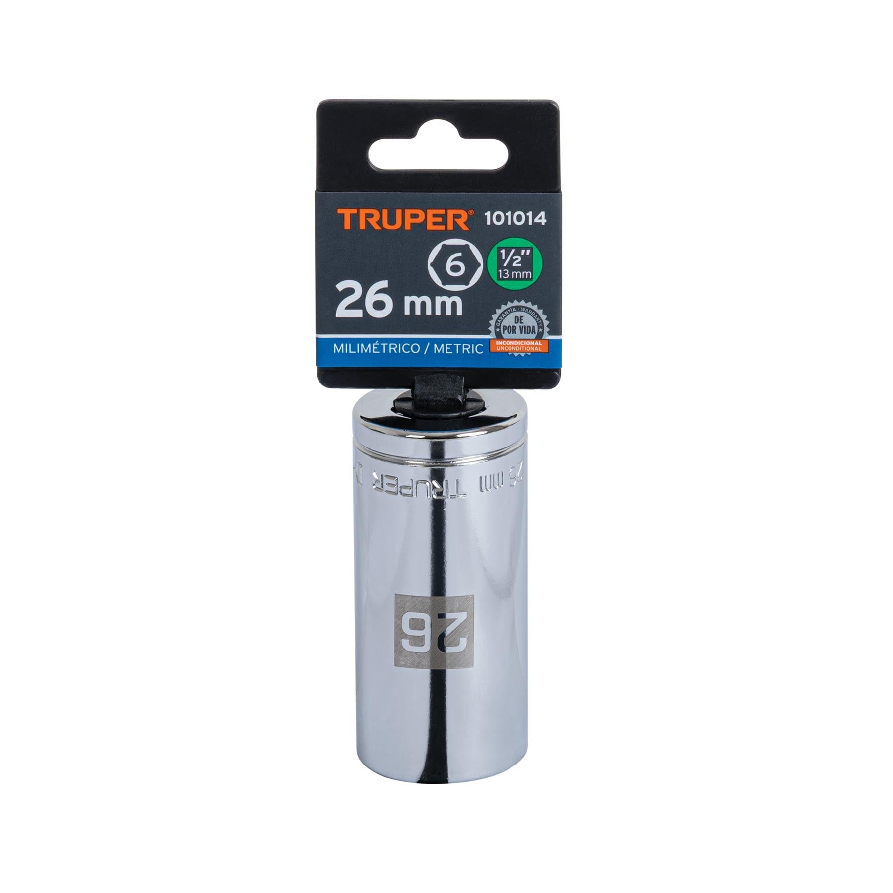 Dado largo de 26 mm, 6 puntas, cuadro 1/2', Truper