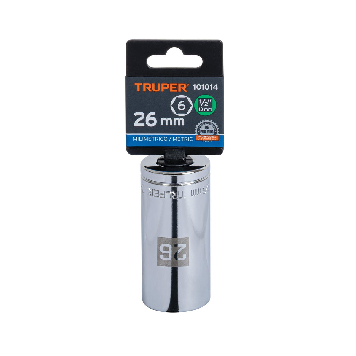 Dado largo de 26 mm, 6 puntas, cuadro 1/2', Truper