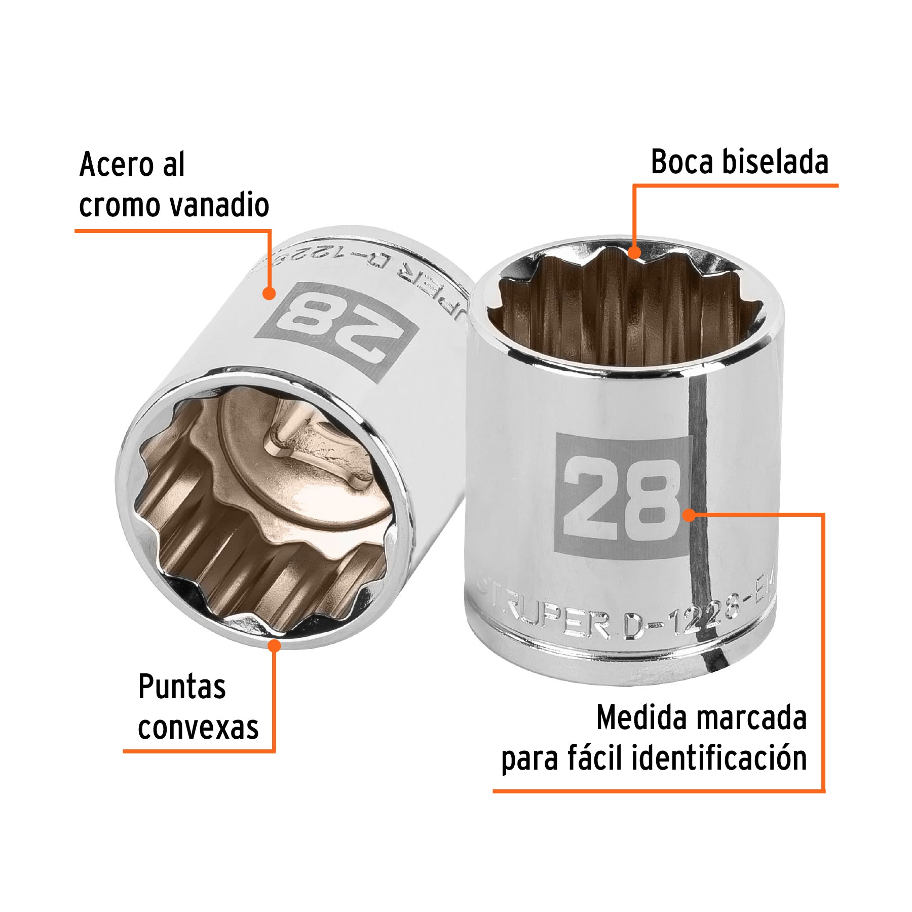 Dado de 12 puntas, cuadro 1/2" de 28mm