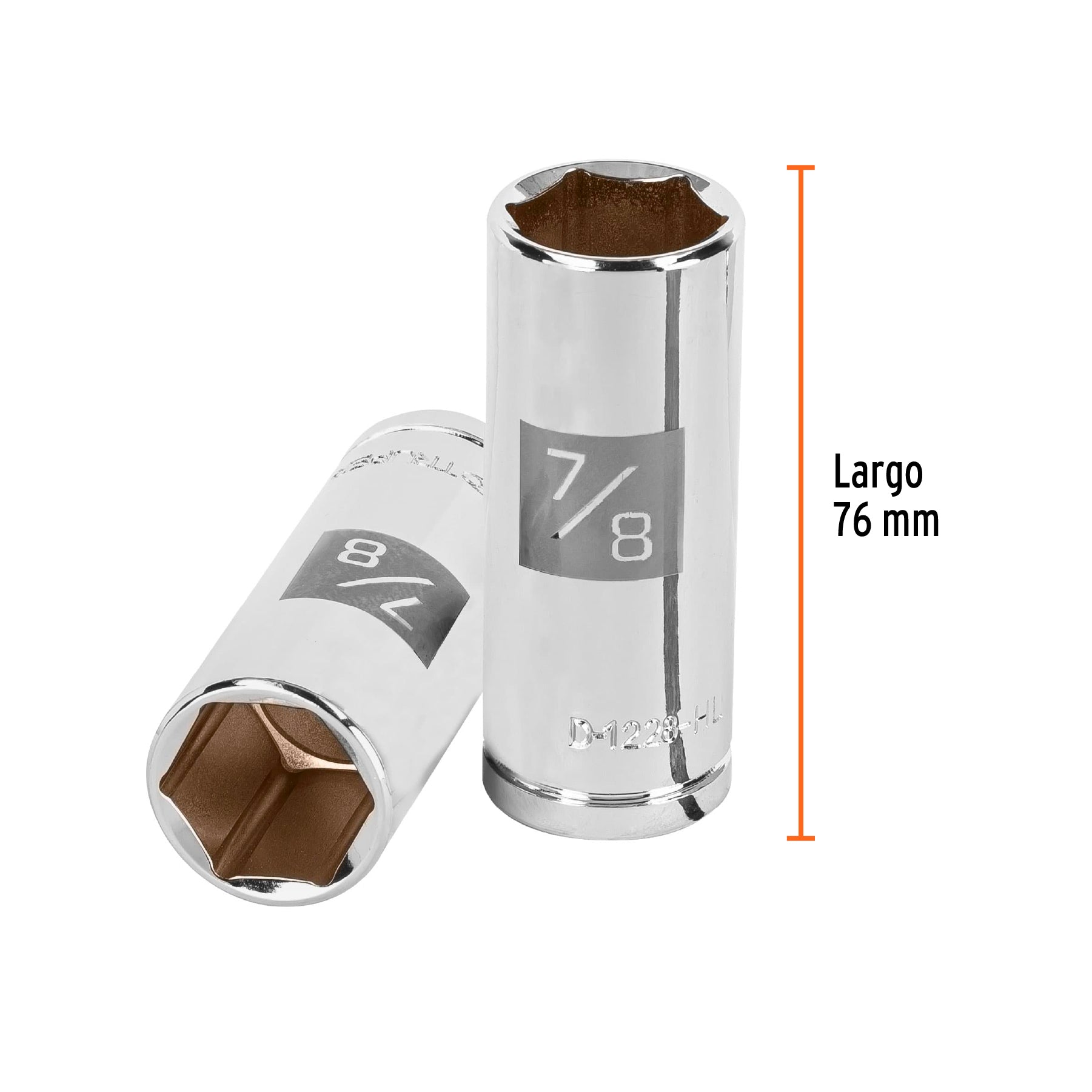 Dado de 6 puntas, largo, cuadro 1/2" de 7/8"