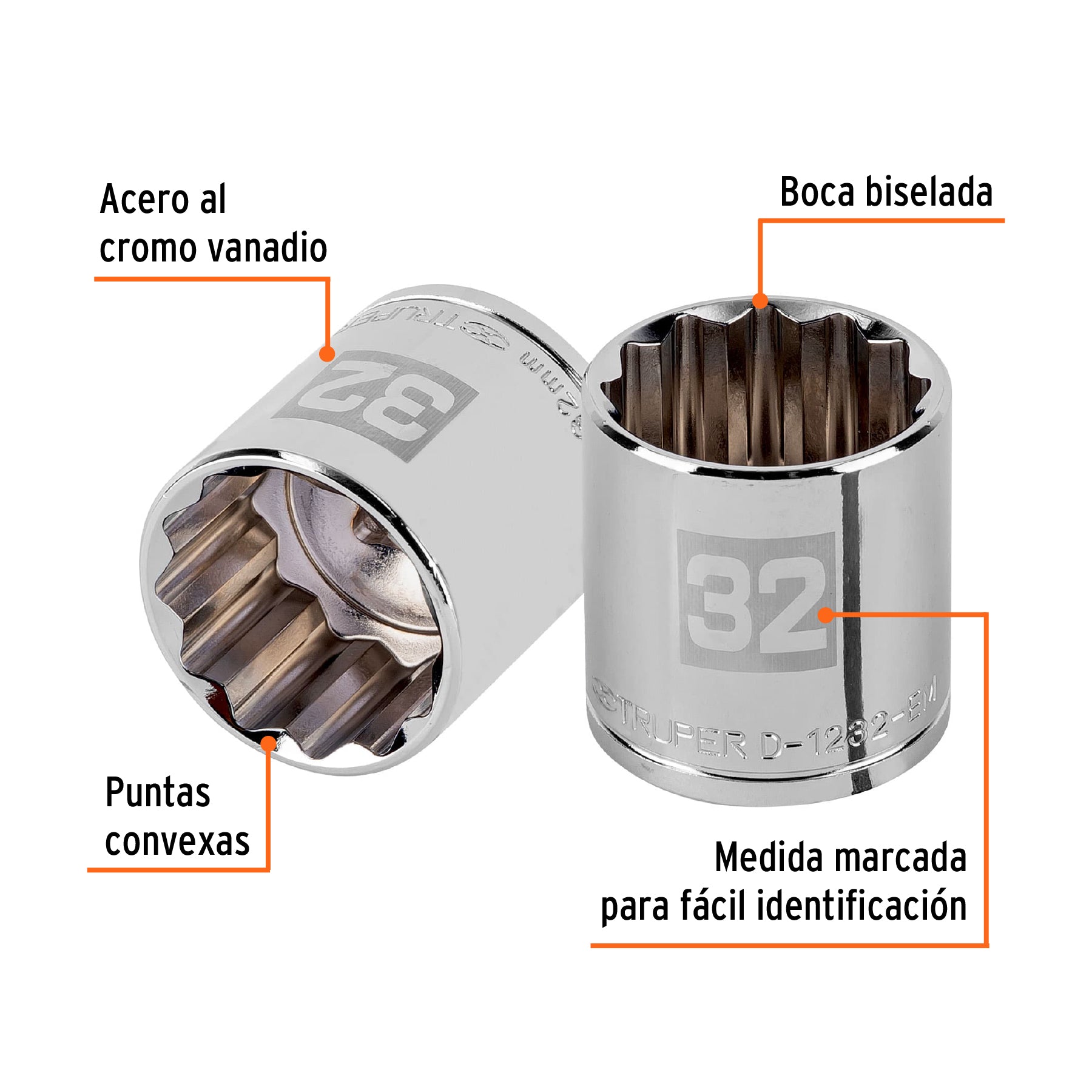 Dado de 12 puntas, cuadro 1/2" de 32mm