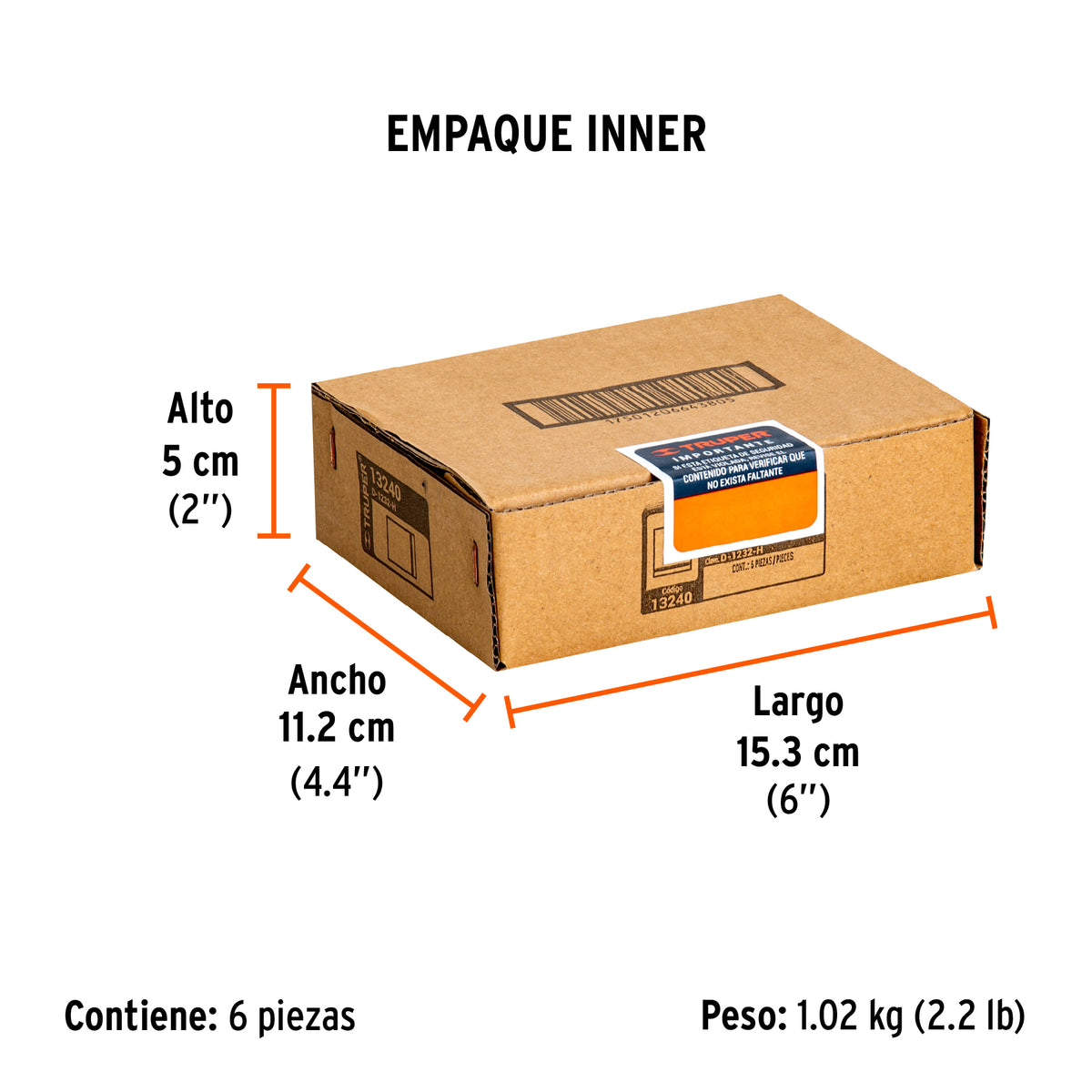 Dado de 6 puntas, cuadro 1/2" de 1"