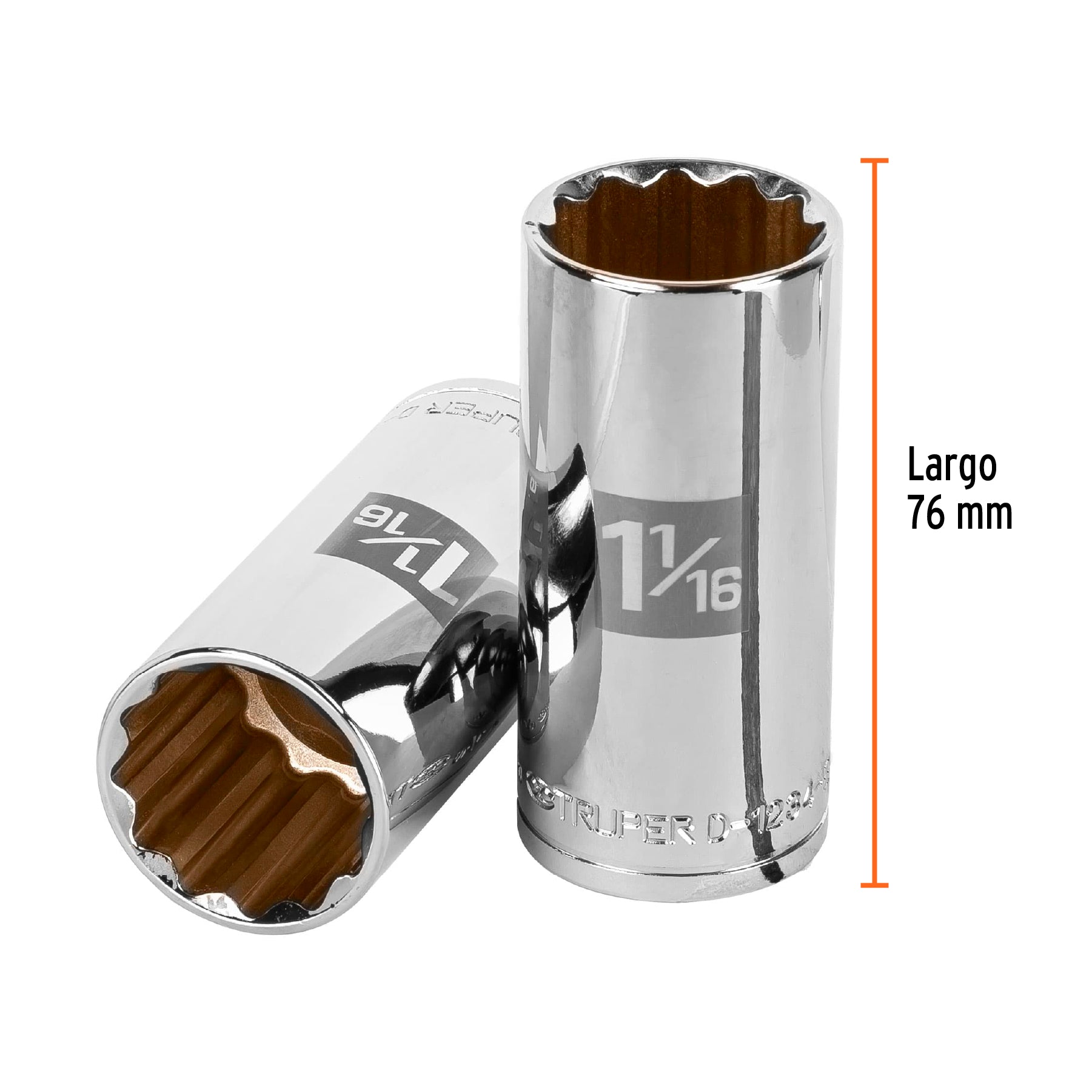 Dado de 12 puntas, largo, cuadro 1/2" de 1-1/16"