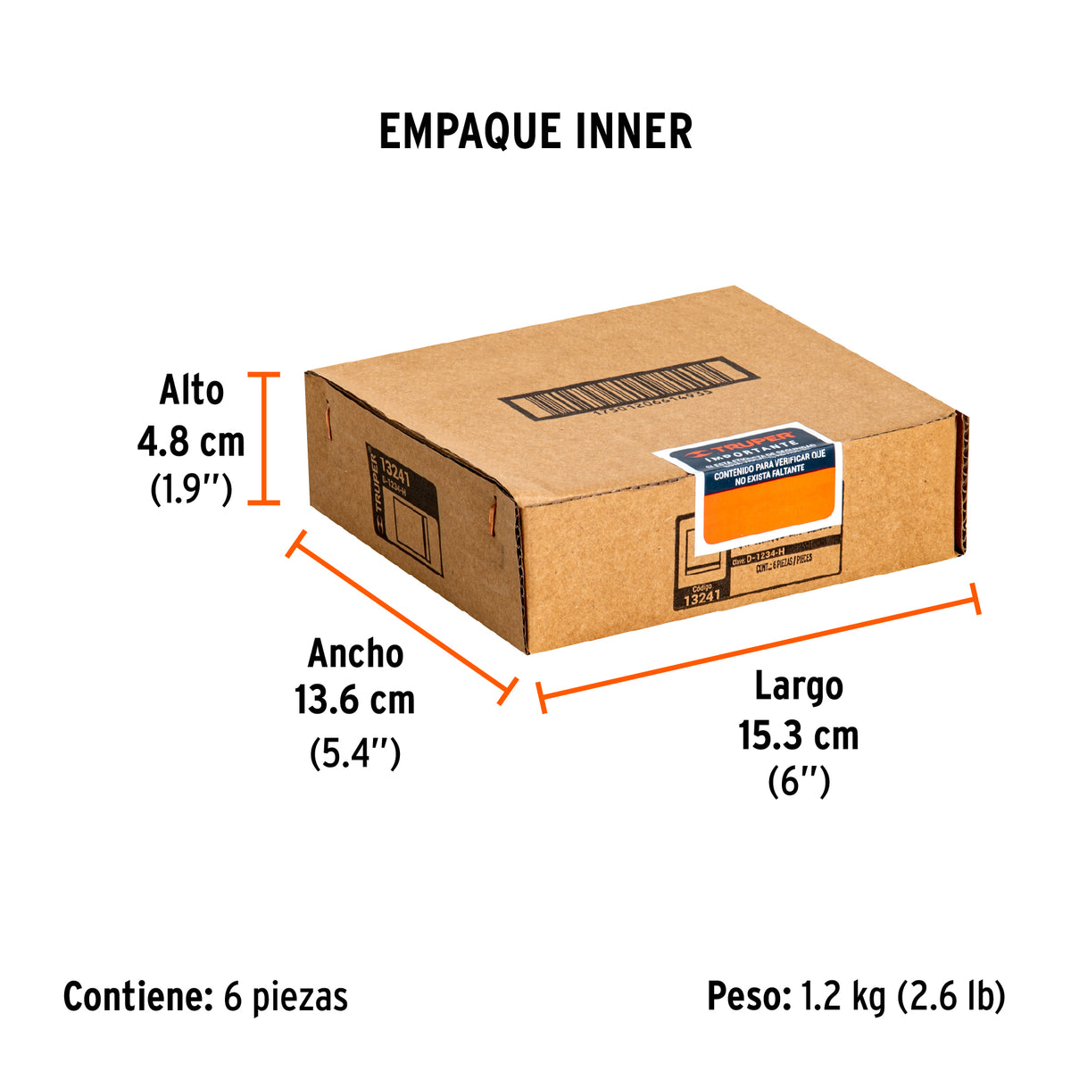 Dado de 6 puntas, cuadro 1/2" de 1-1/16"