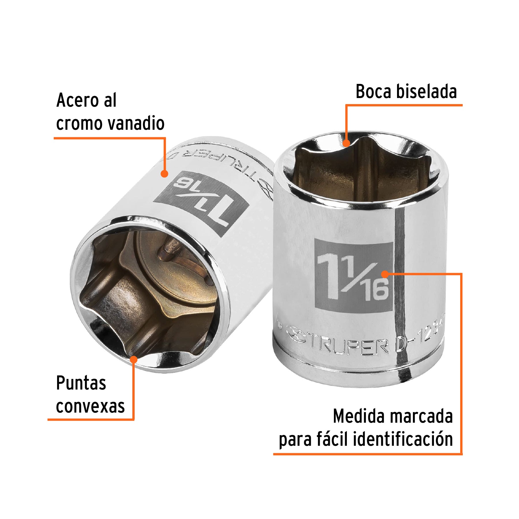 Dado de 6 puntas, cuadro 1/2" de 1-1/16"