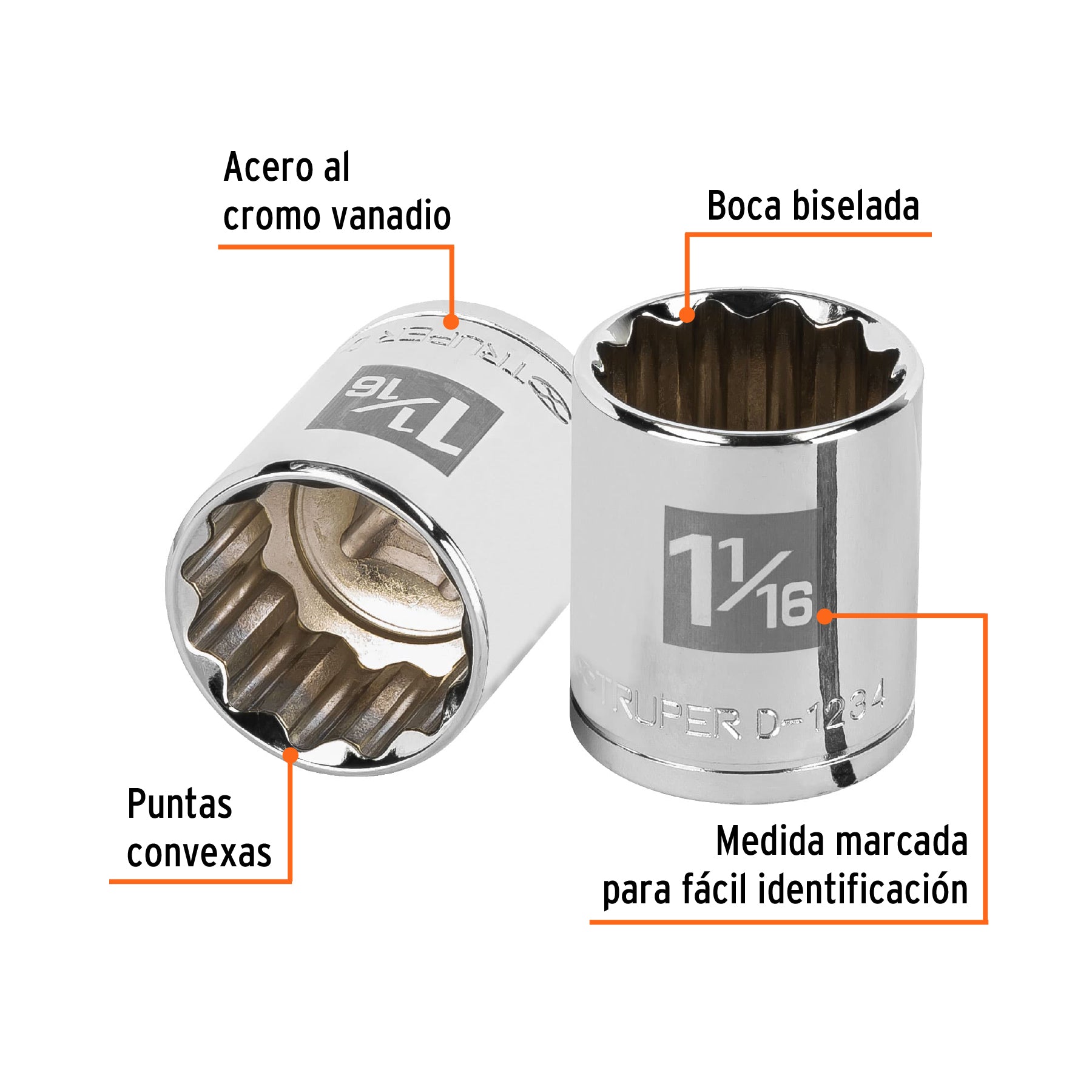 Dado de 12 puntas, cuadro 1/2" de 1-1/16"